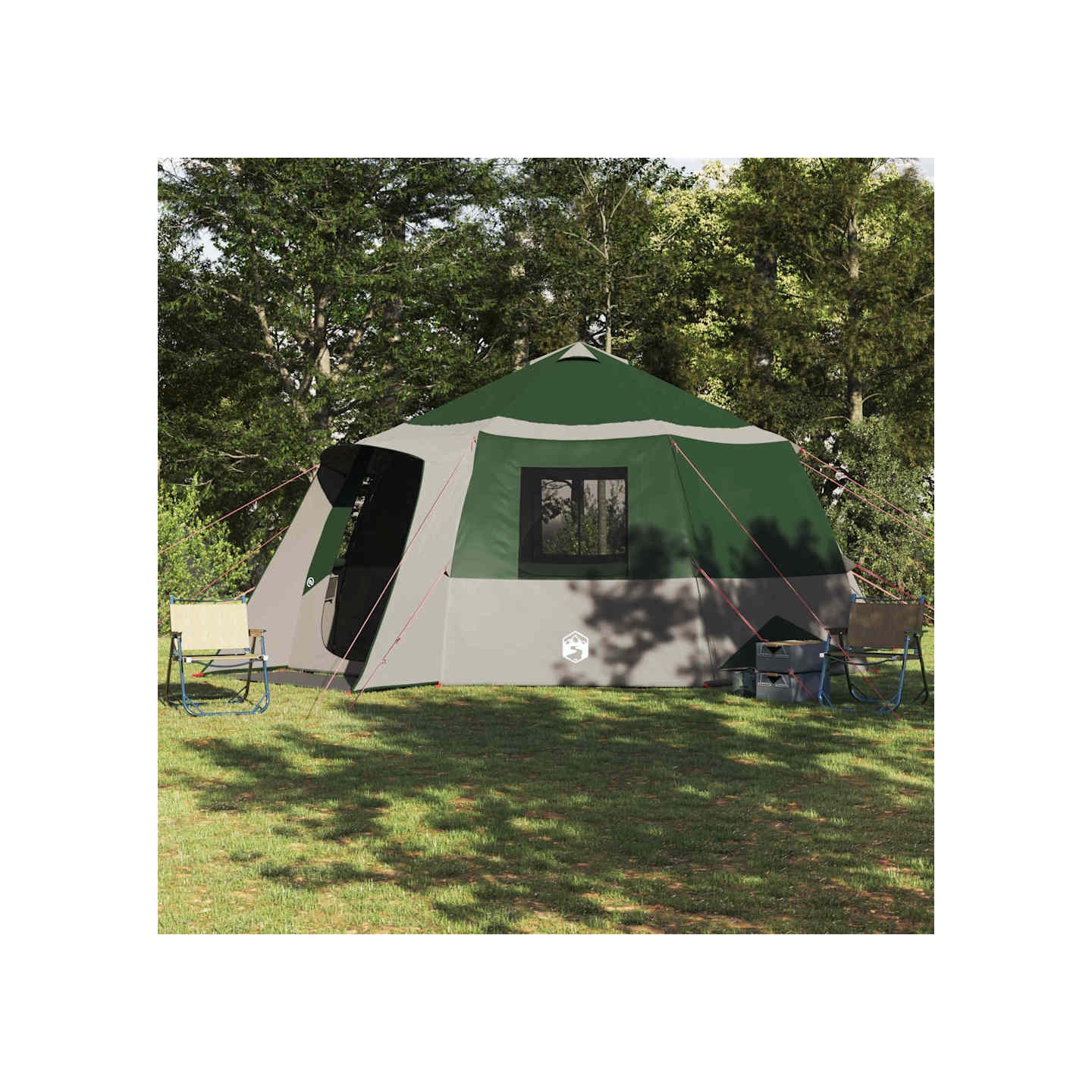 Tente de cabane 12 personnes 12 personne Vert et gris