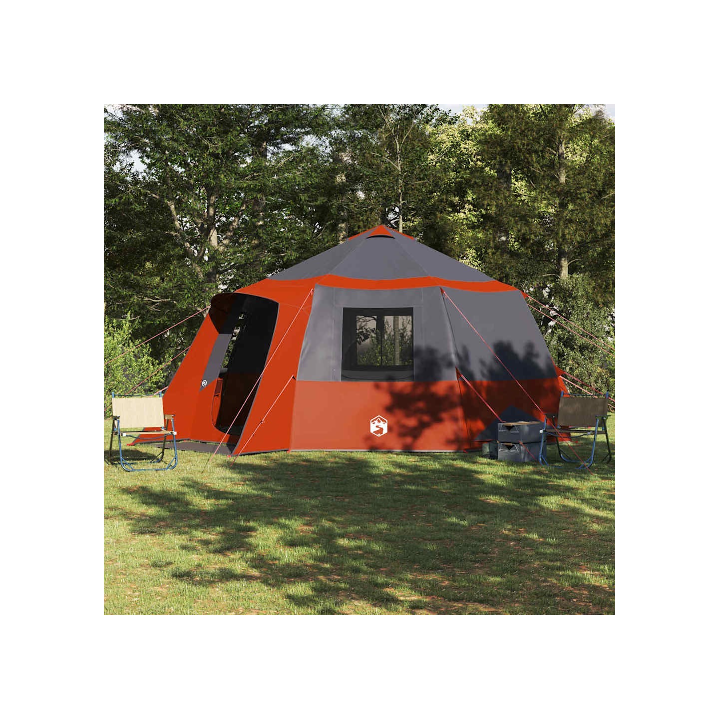 Tente de cabane 12 personnes 12 personne Gris et orange