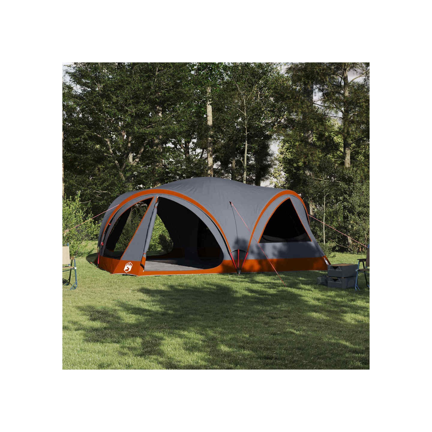 Tente familiale 10 personnes Gris et orange 460 x 430 x 214 cm