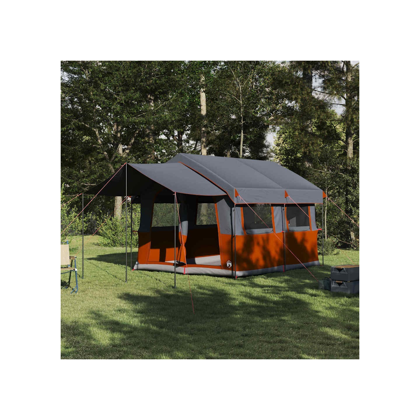 Tente familiale 4 personnes 4 personne Gris et orange