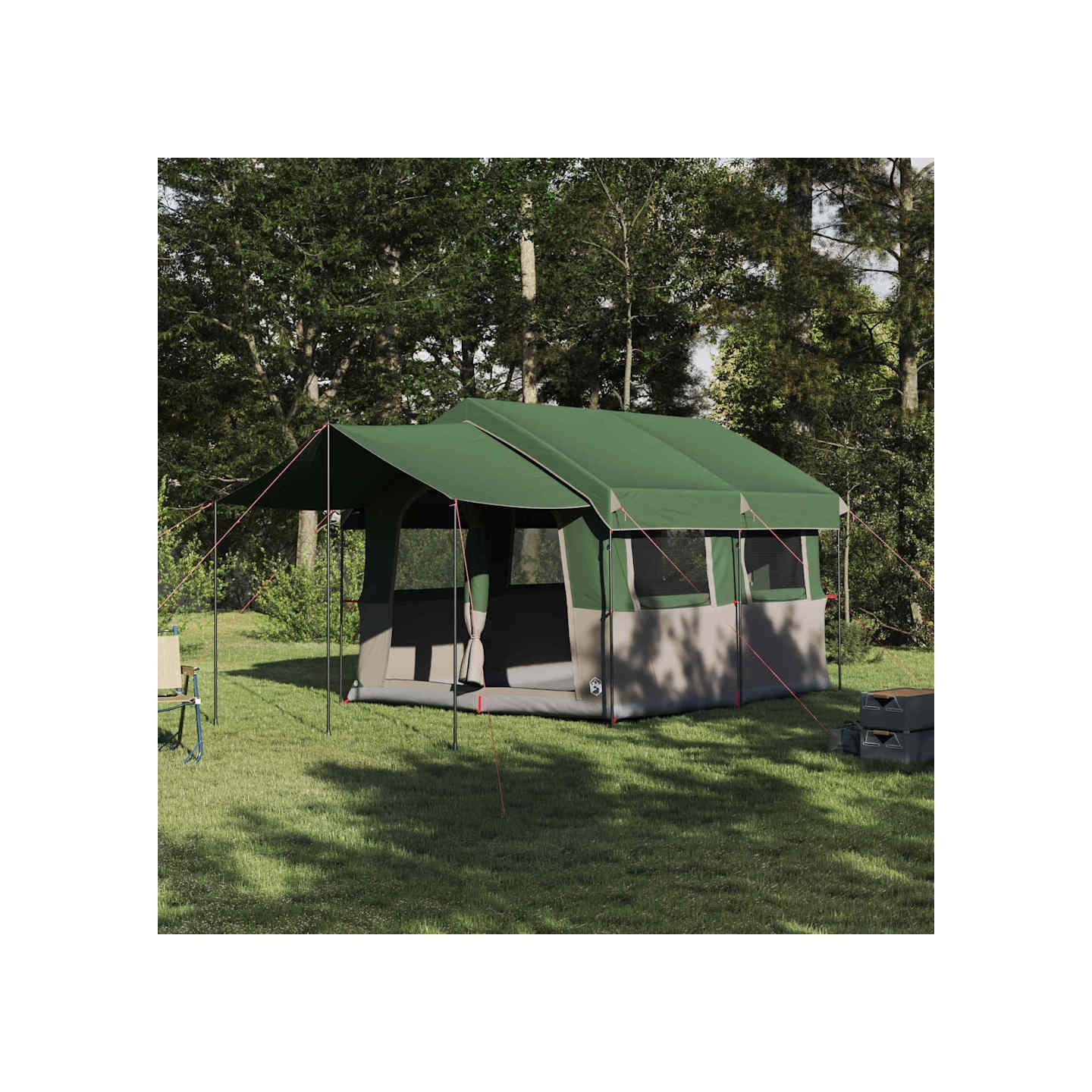Tente familiale 4 personnes 4 personne Vert et blanc