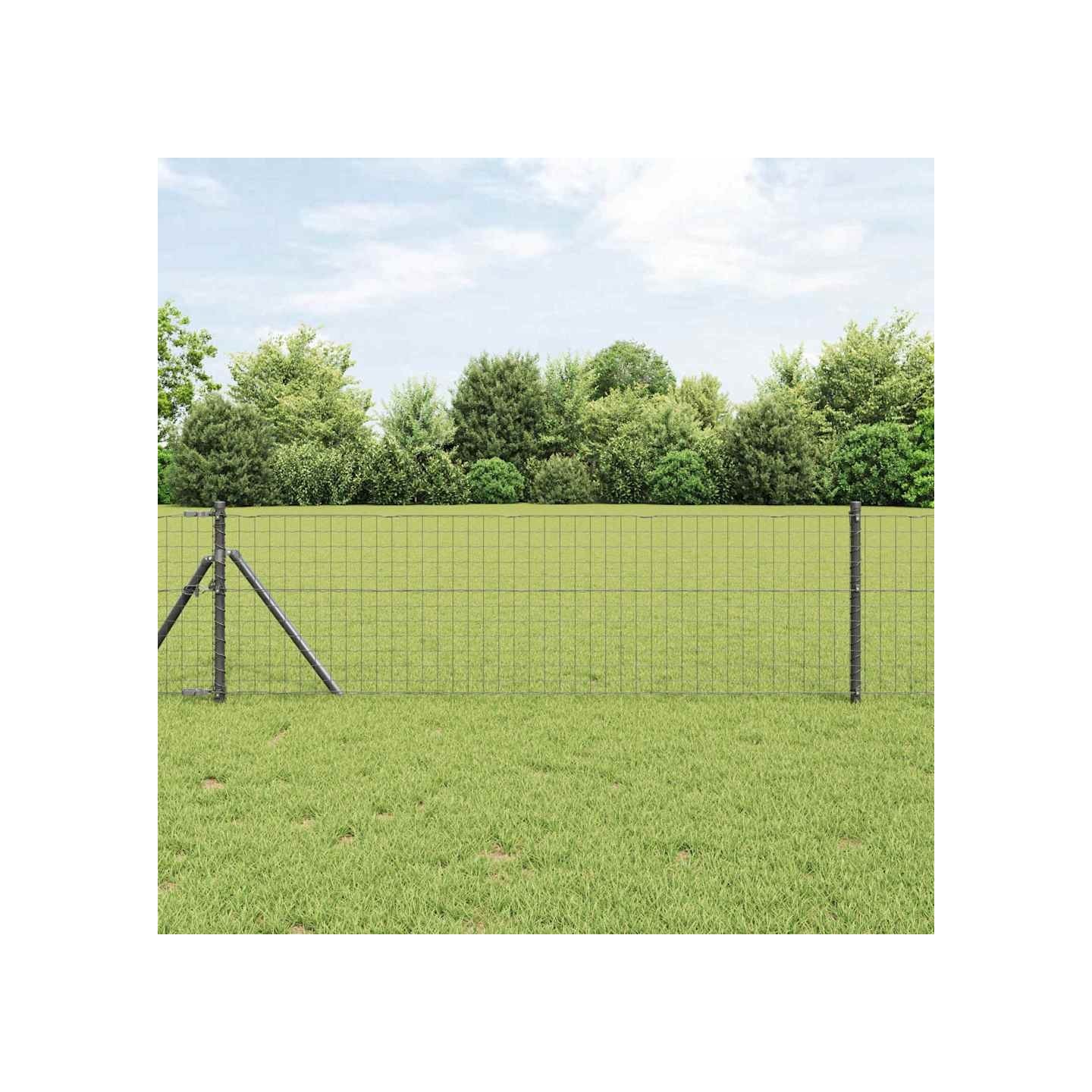 Poteau de clôture enchâssé 13 pc Gris Acier enduit de poudre