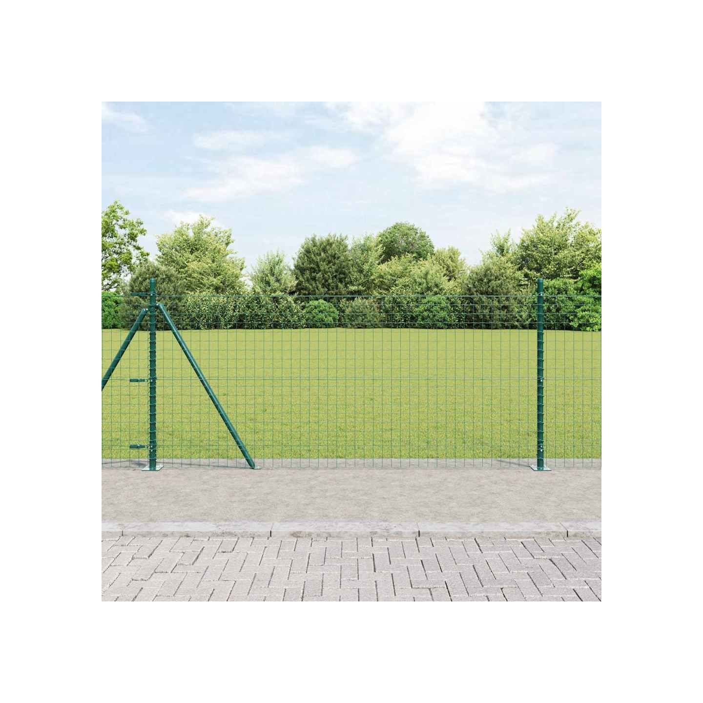 Poteau de clôture avec base en béton 7 pc Vert