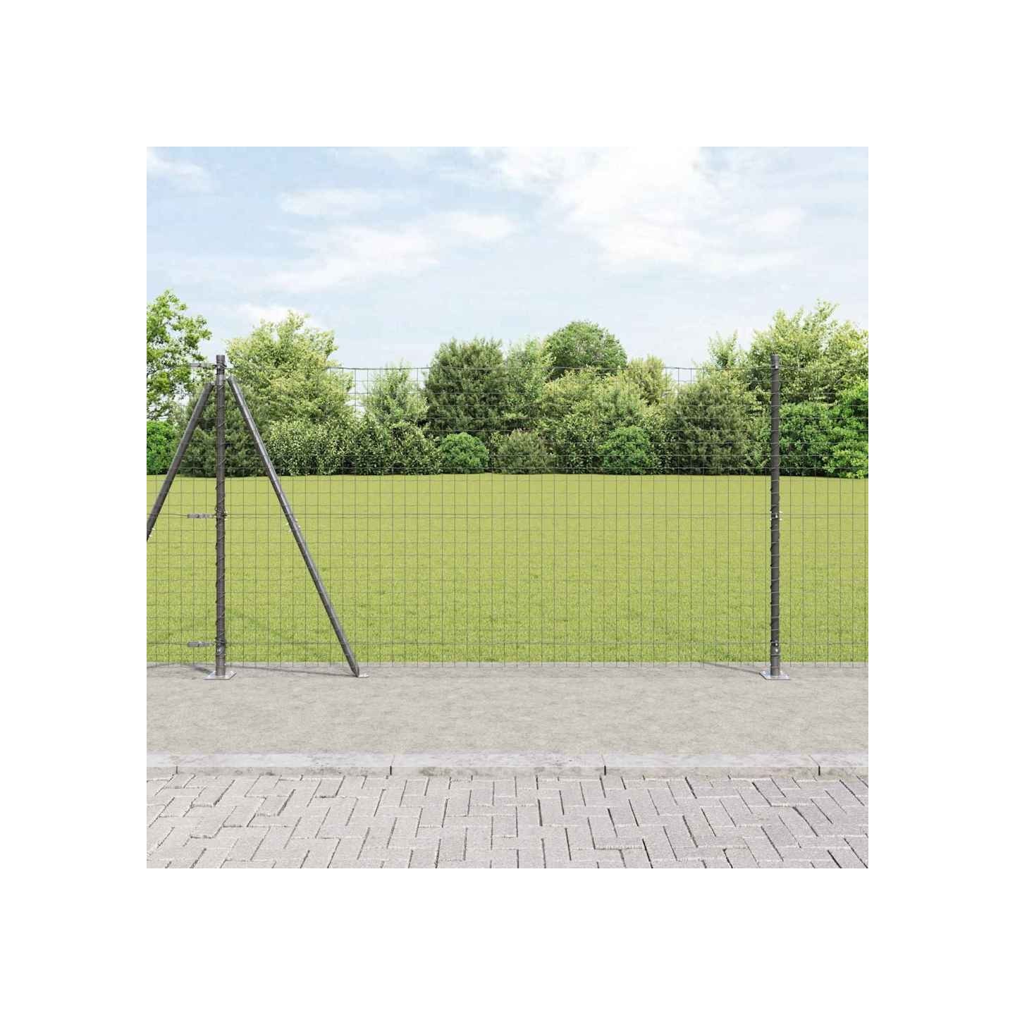 Poteau de clôture avec base en béton 7 pc Gris