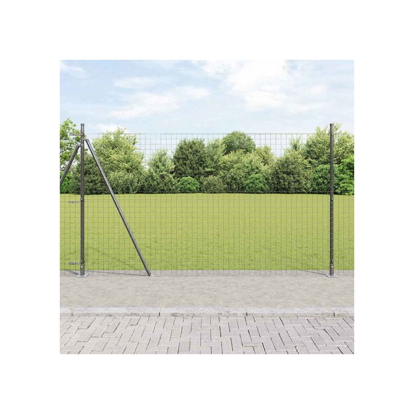 Poteau de clôture avec base en béton 13 pc Gris