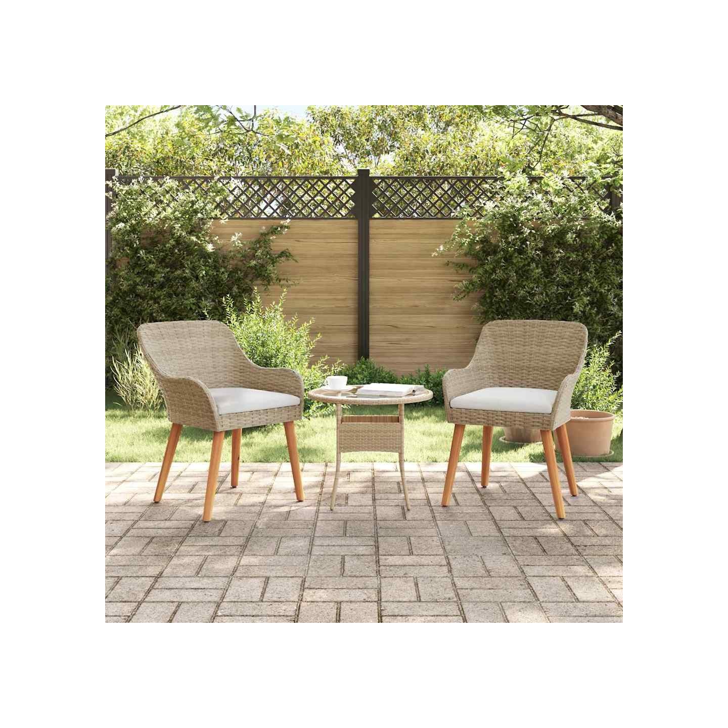 Chaise de jardin 2 pc Beige polyrotin