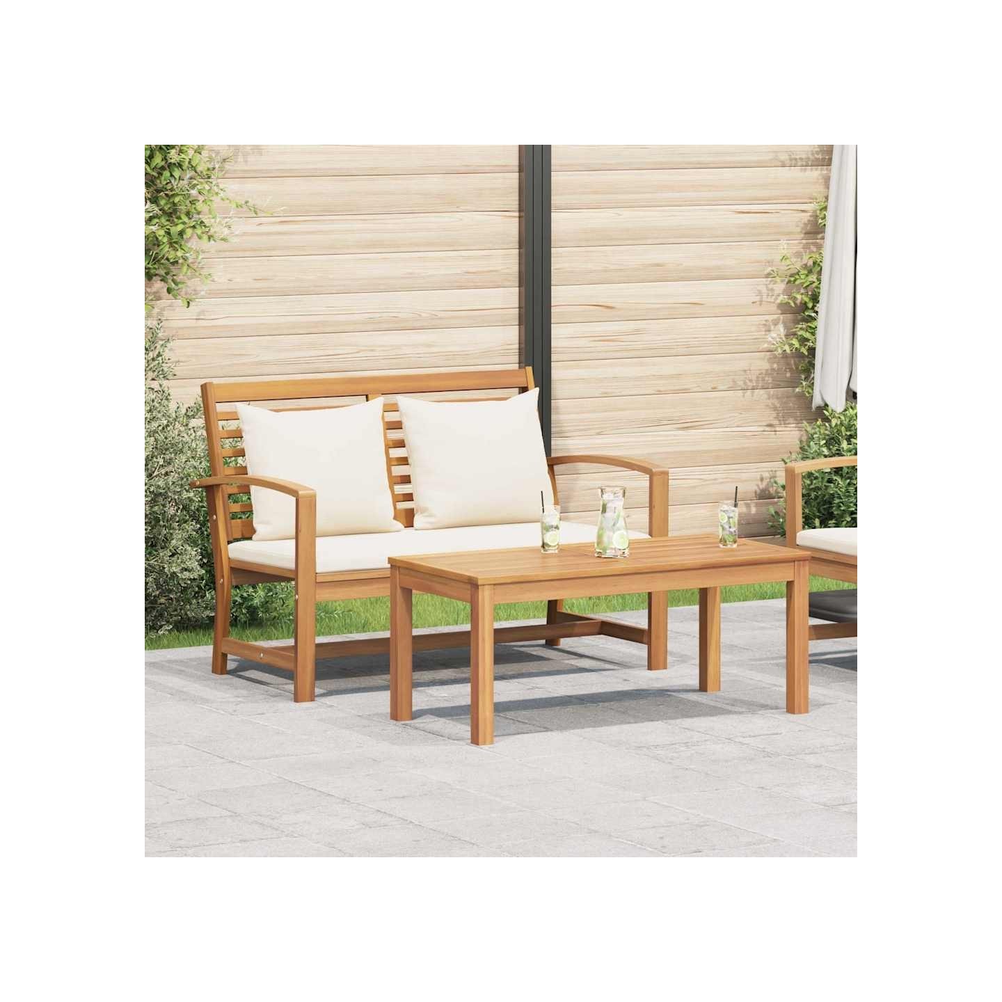 Ensemble banc et table de jardin avec coussin 2 Pièce