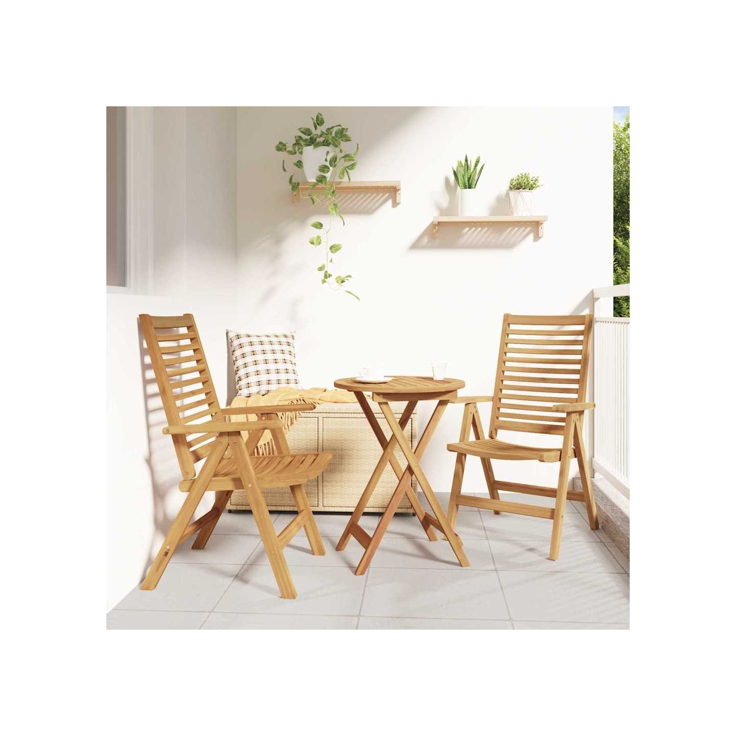 Chaise 2 pc Marron Bois de teck massif Convertible