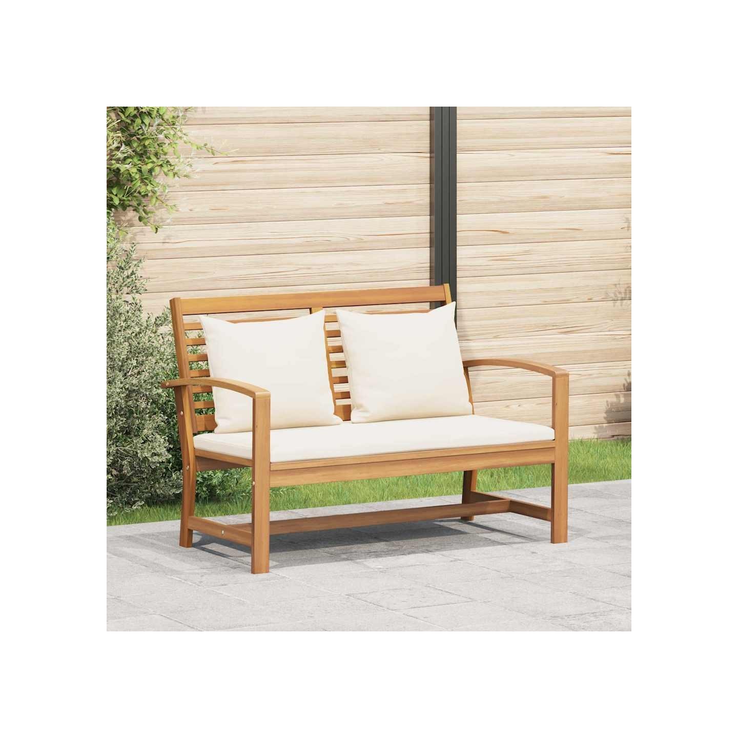 Banc Marron et Crème 110 x 66 x 76 cm Bois de teck massif