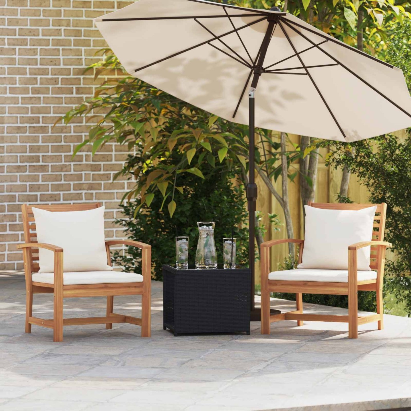 Chaise avec coussin 2 Pièce Marron et Crème 65 x 60 x 76,5 cm