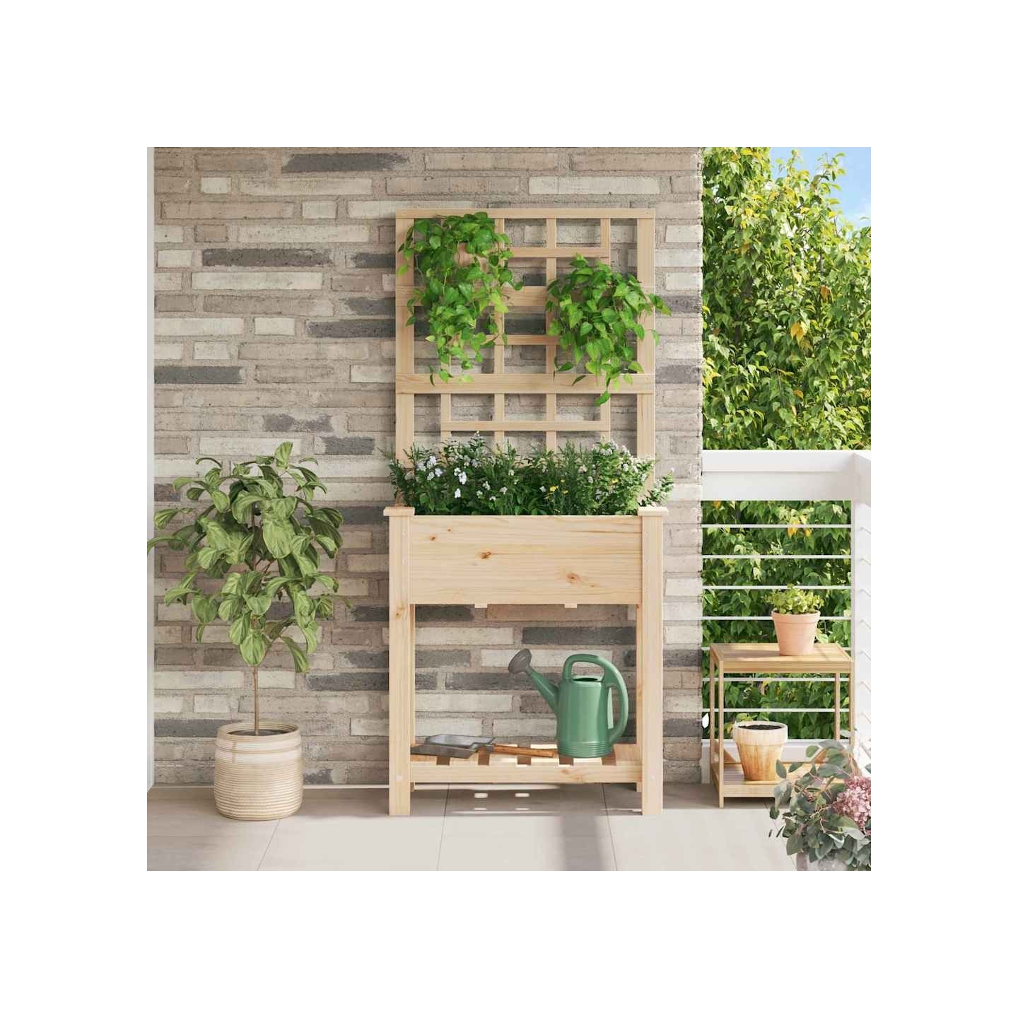 Cache-pot de jardin Beige 71 x 38 x 152 cm Bois de Sapin Massif