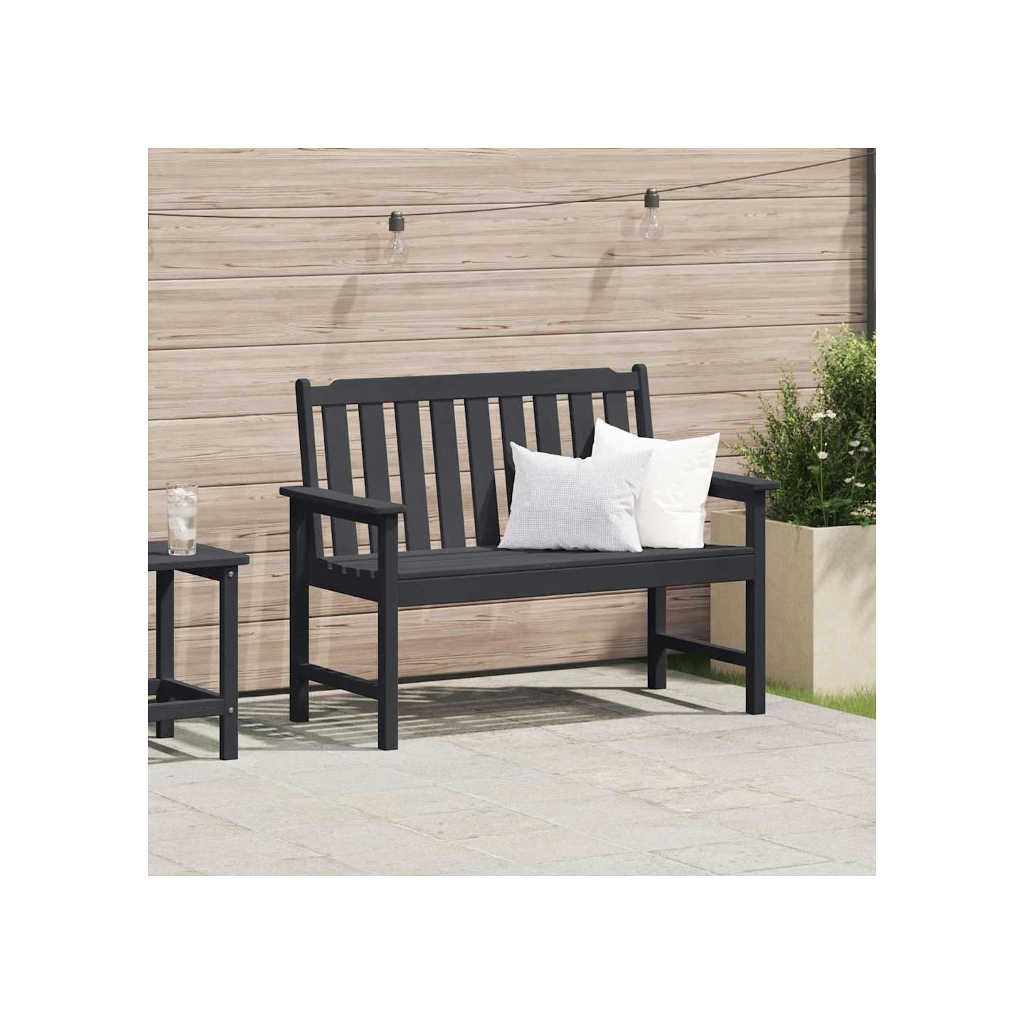 Banc de jardin Noir 120 x 59 x 88 cm HDPE