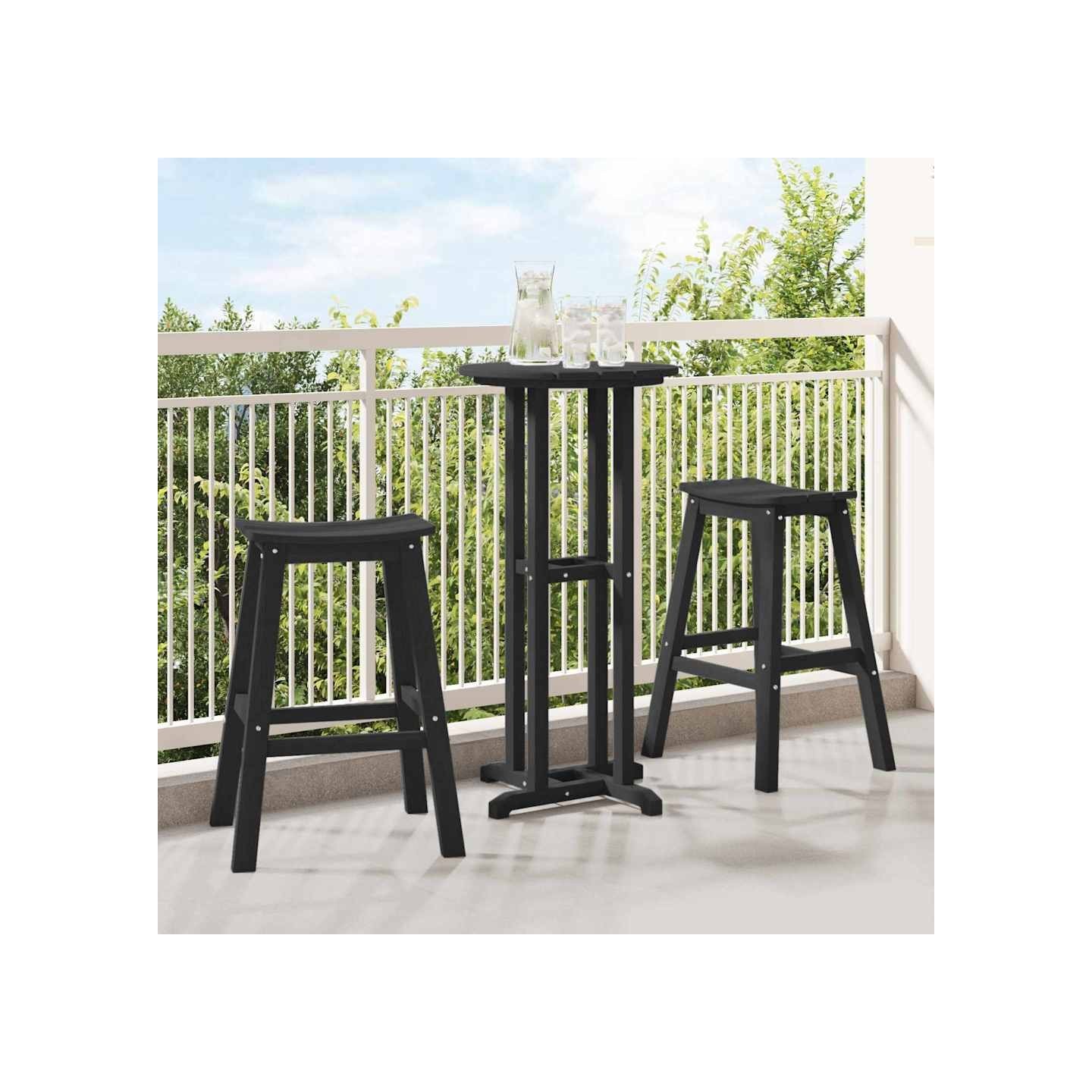 Tabouret de bar 2 pc Noir 52 x 43 x 73,5 cm HDPE