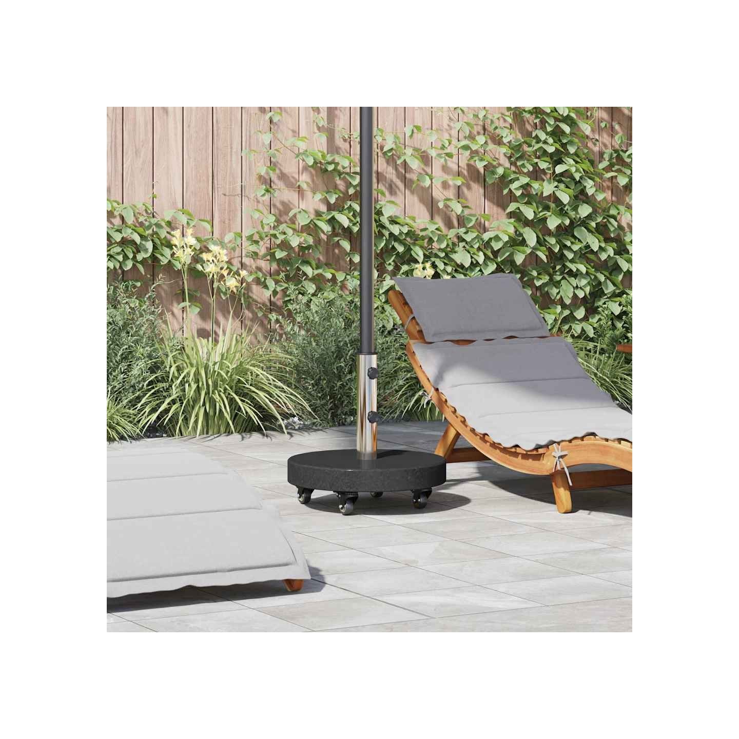 Pied de parasol 30kg Noir Granite et Acier Inoxydable Rond