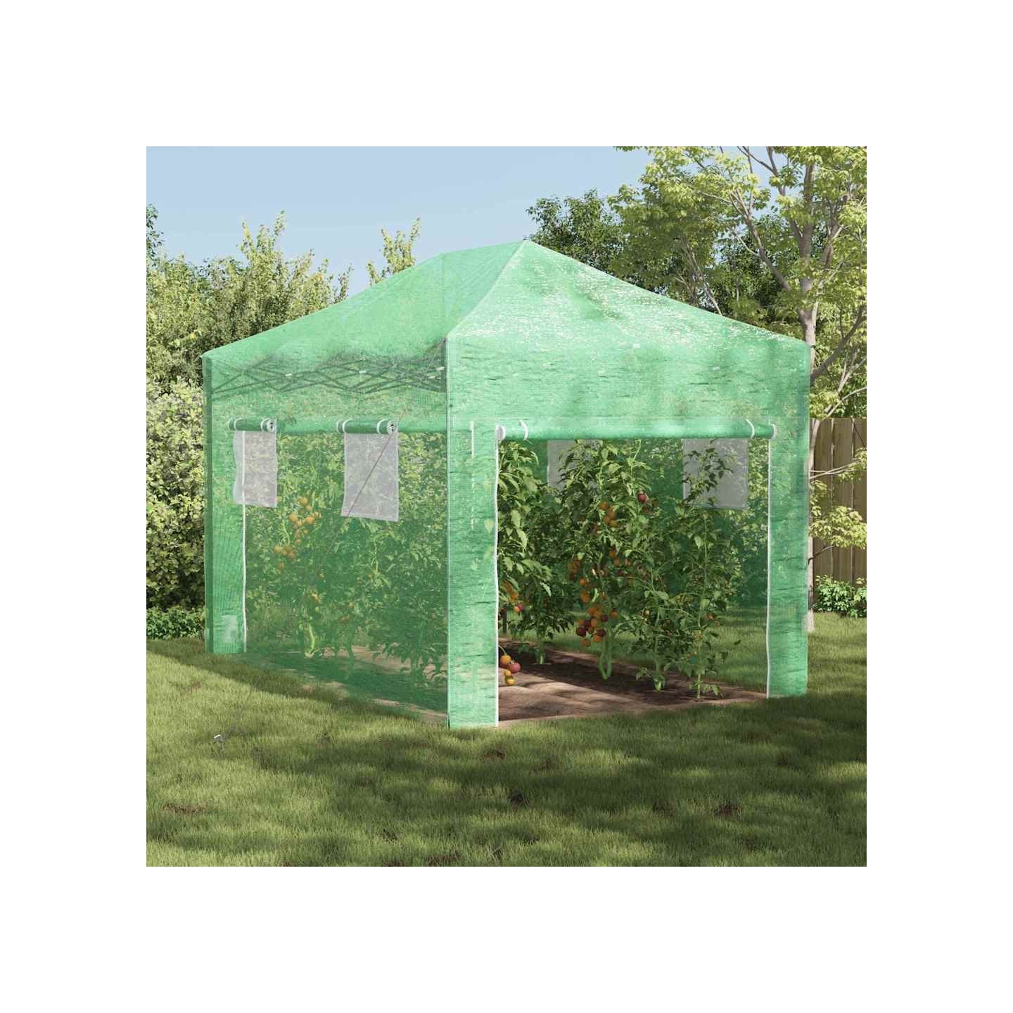 Serre avec cadre pop-up avec toit Vert 280 x 410 x 315 cm Fer