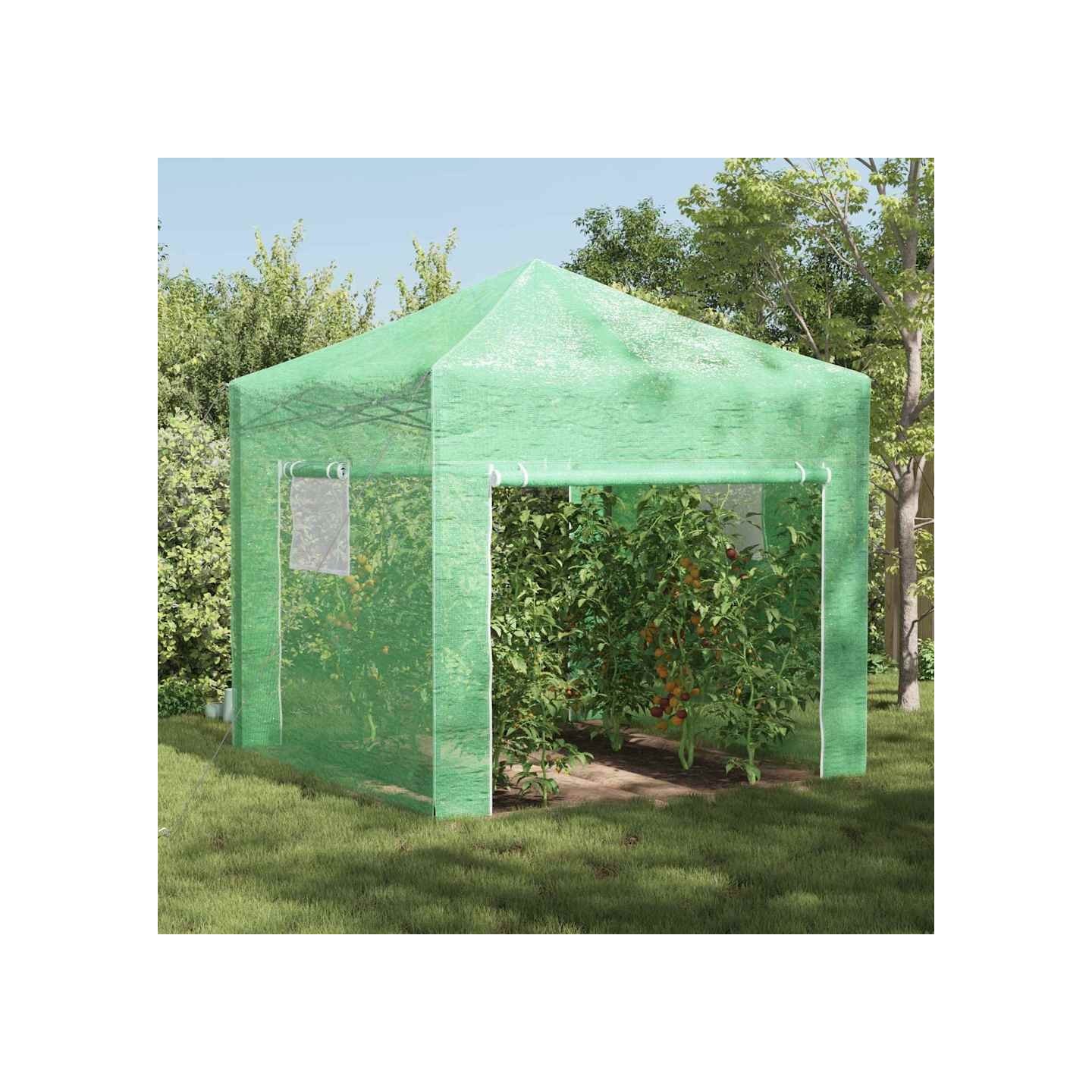 Serre avec cadre pop-up avec toit Vert 290 x 290 x 315 cm Fer