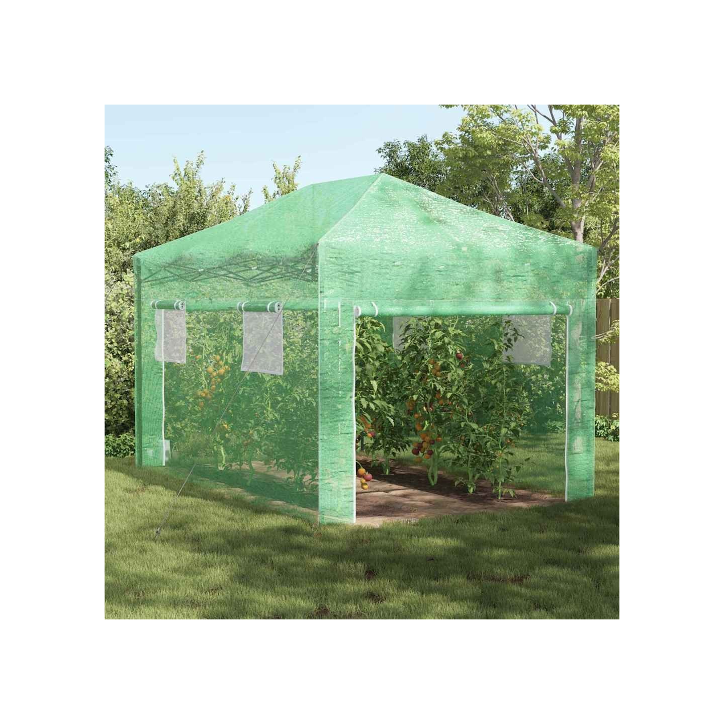 Serre avec cadre pop-up avec toit Vert 290 x 430 x 315 cm Fer