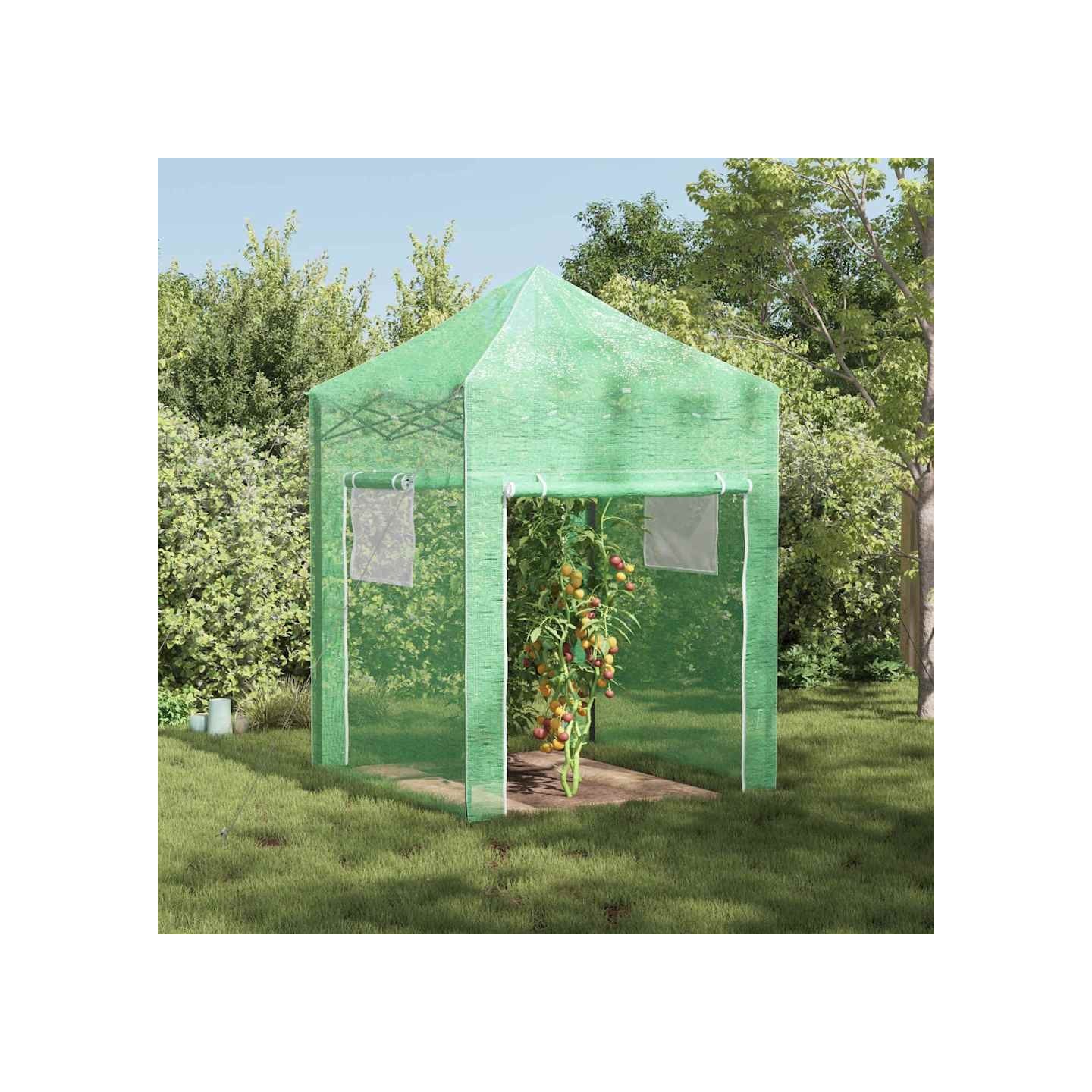 Serre avec cadre pop-up avec toit Vert 200 x 200 x 300 cm Fer