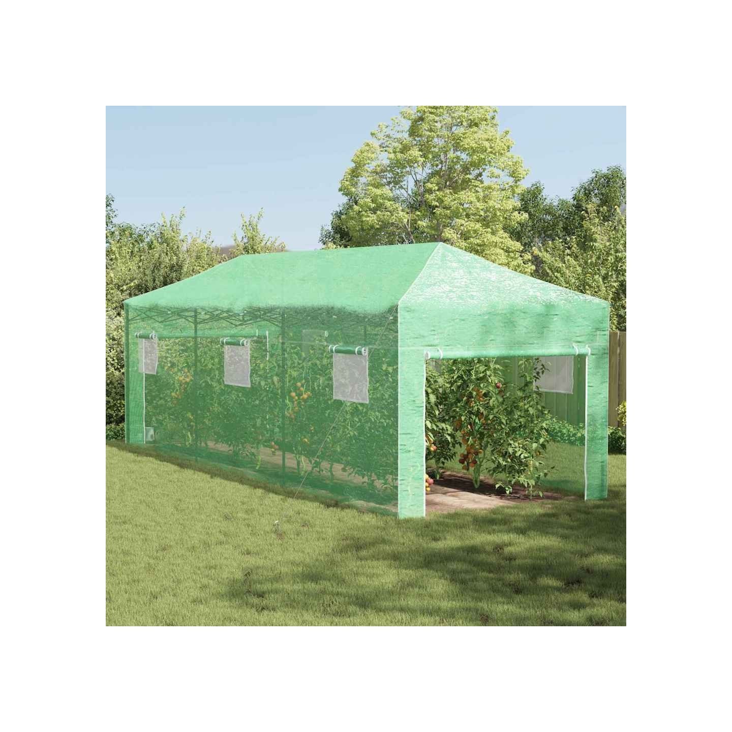 Serre avec cadre pop-up avec toit Vert 290 x 870 x 315 cm Fer