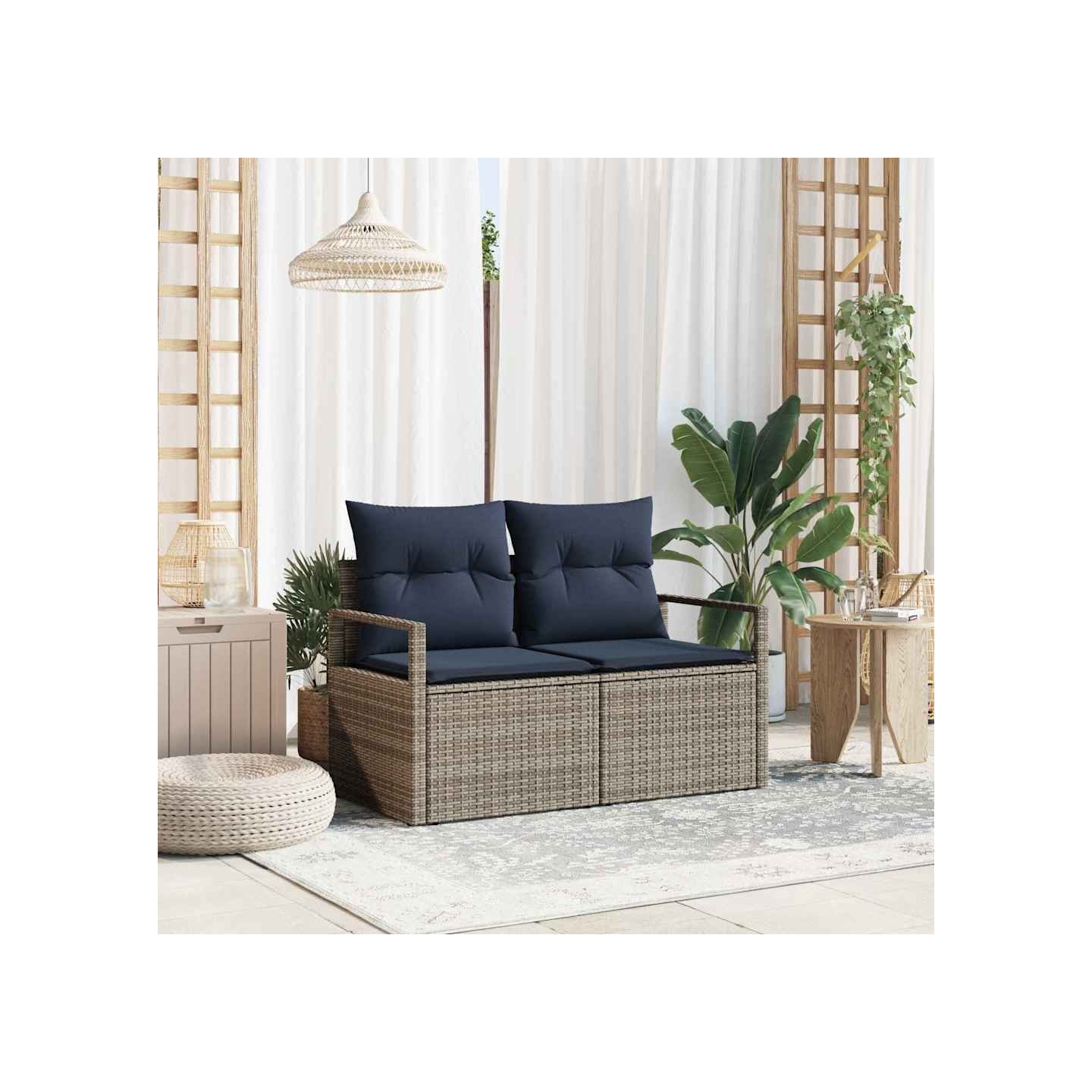 Canapé de jardin avec coussin 120 x 62 x 69 cm polyrotin