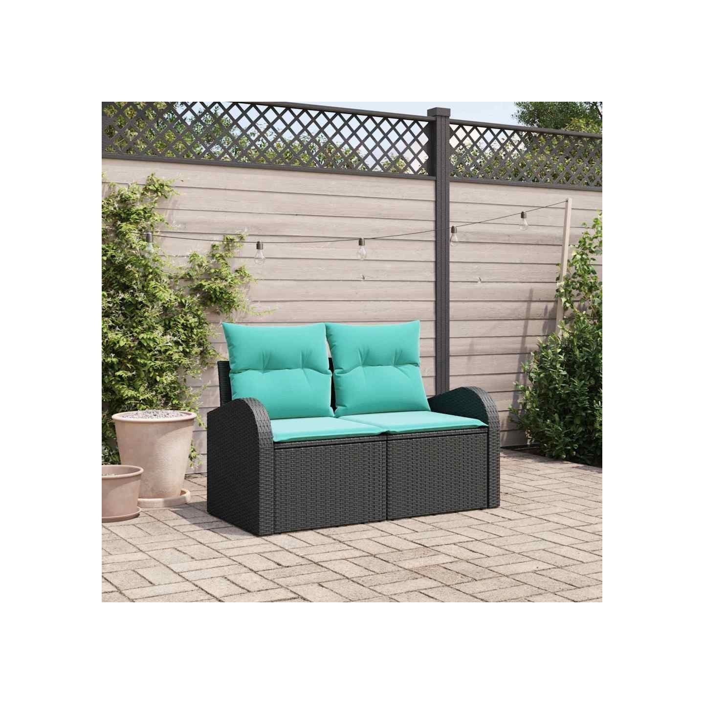 Canapé de jardin Noir 124 x 62 x 85cm polyrotin