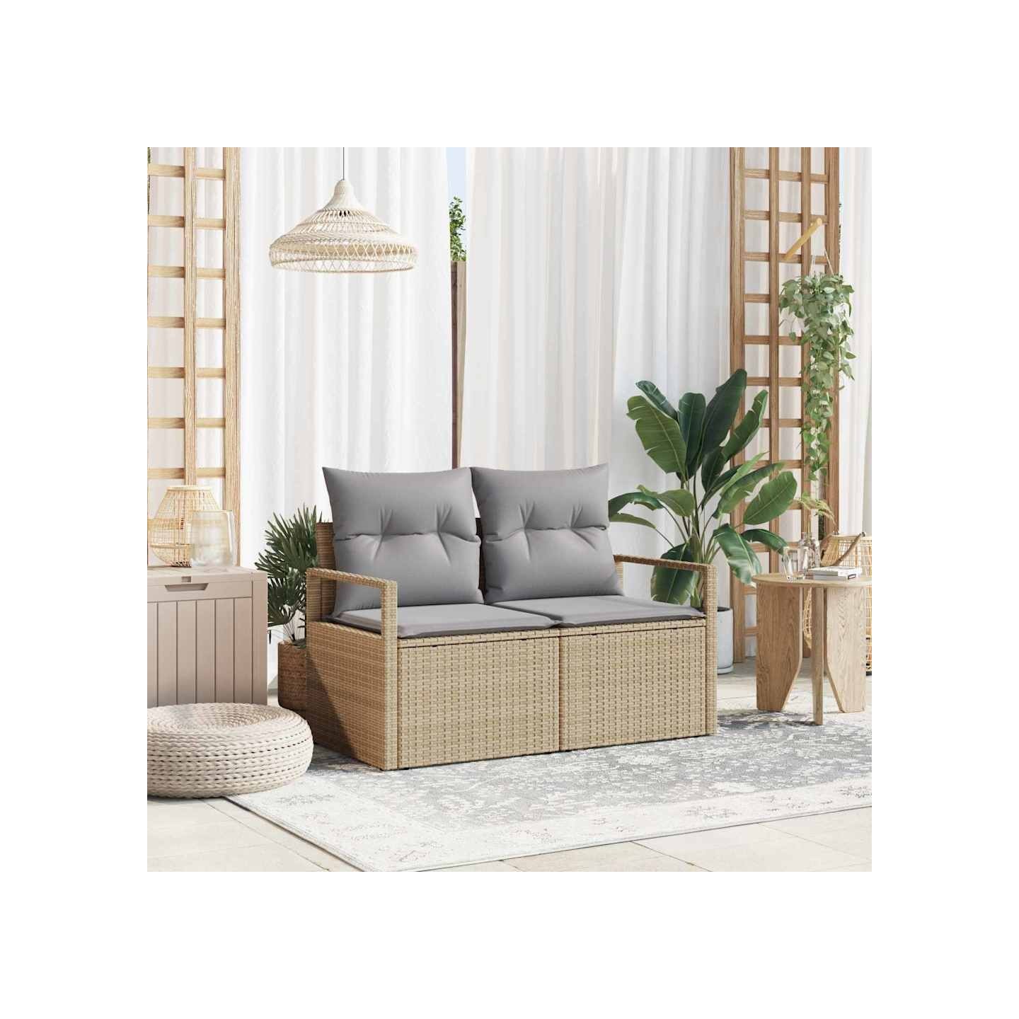 Canapé de jardin avec coussin 120 x 62 x 69 cm polyrotin