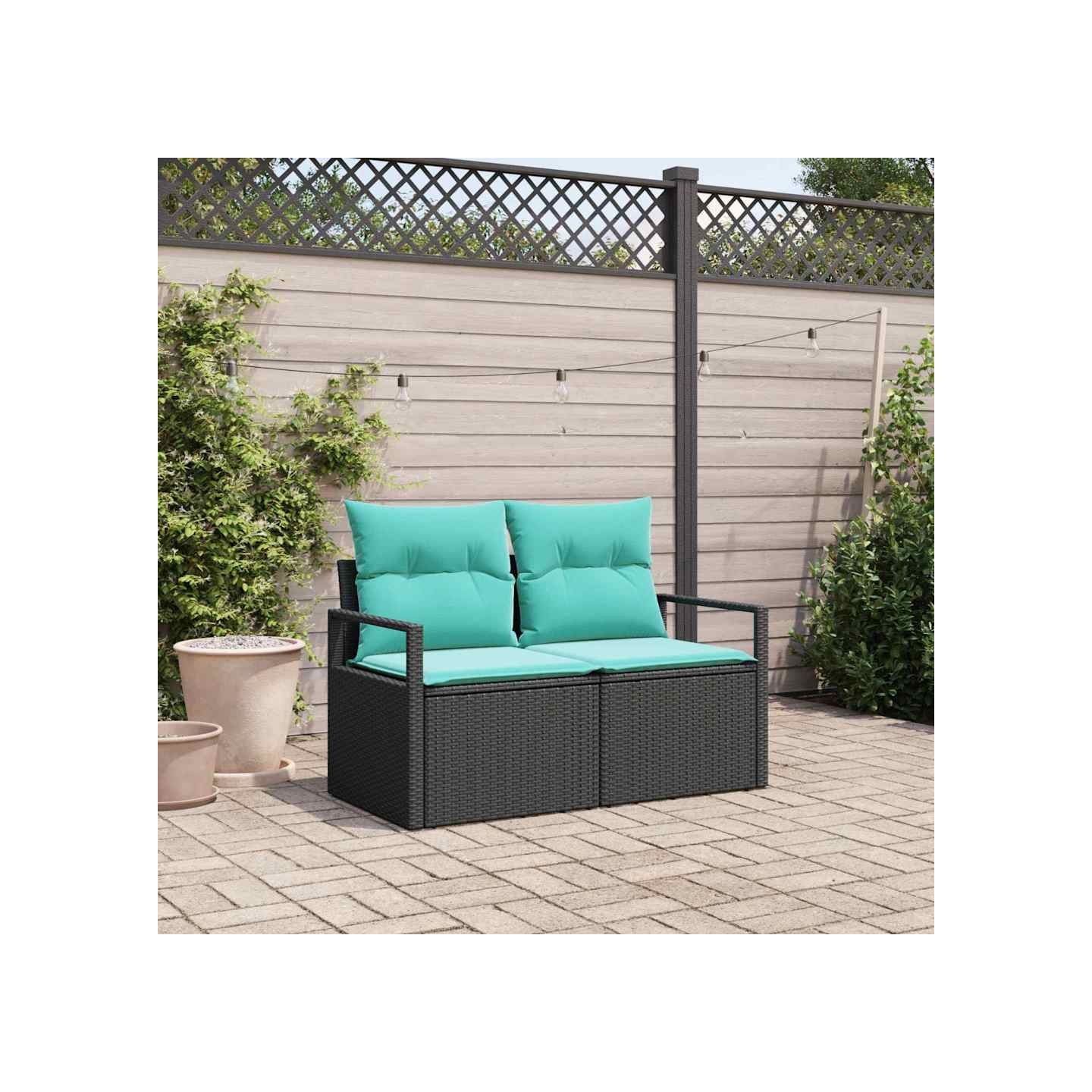 Canapé de jardin avec coussin 120 x 62 x 69 cm polyrotin
