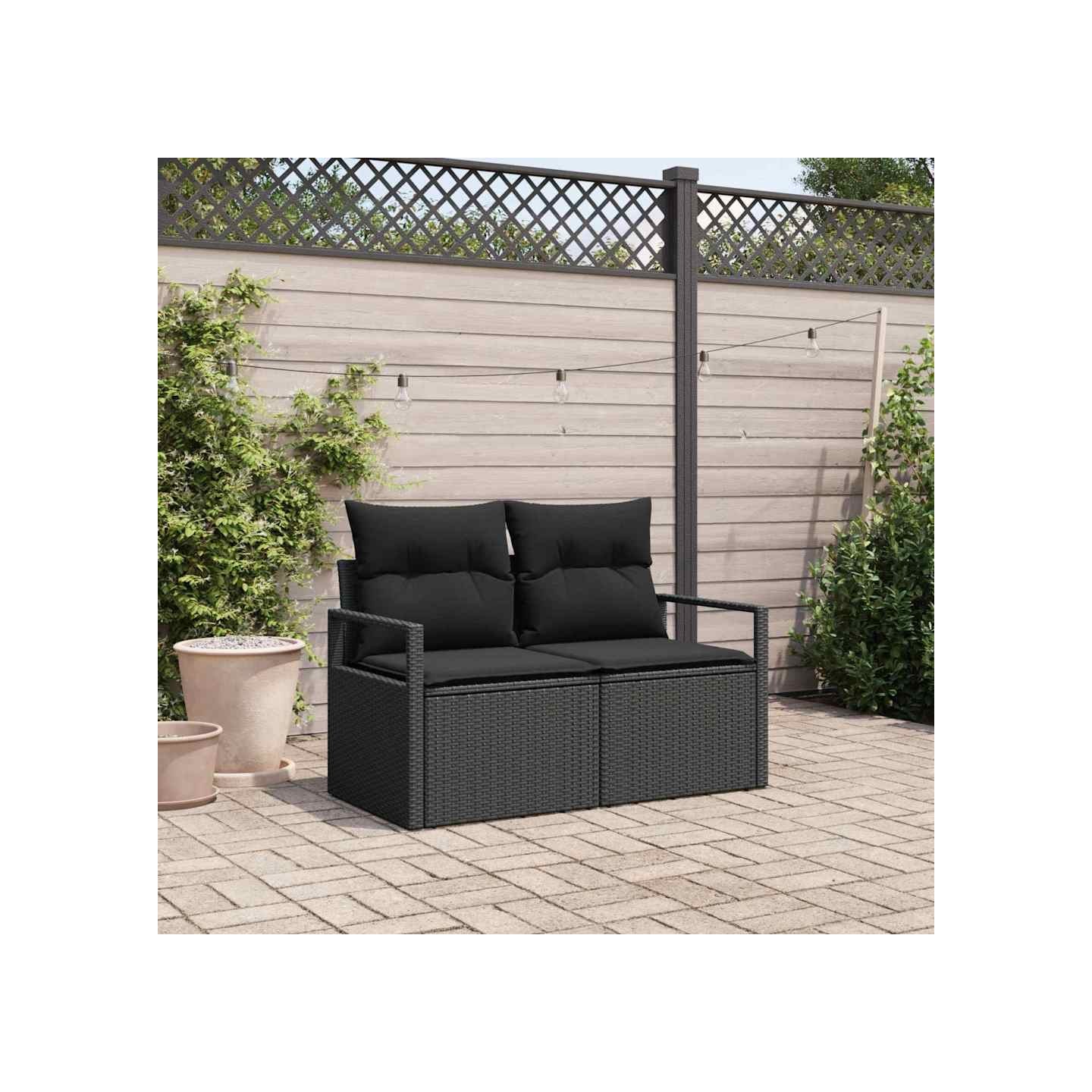 Canapé de jardin avec coussin 120 x 62 x 69 cm polyrotin