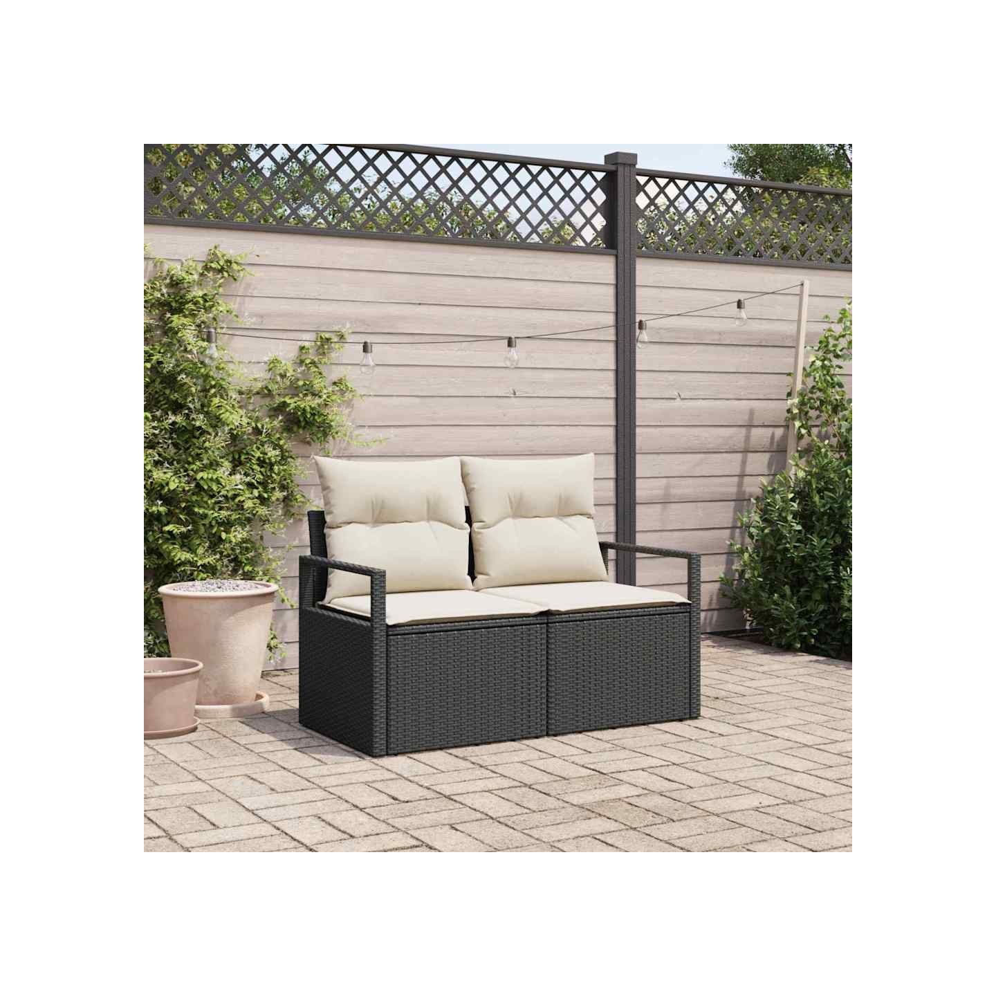 Canapé de jardin avec coussin 120 x 62 x 69 cm polyrotin