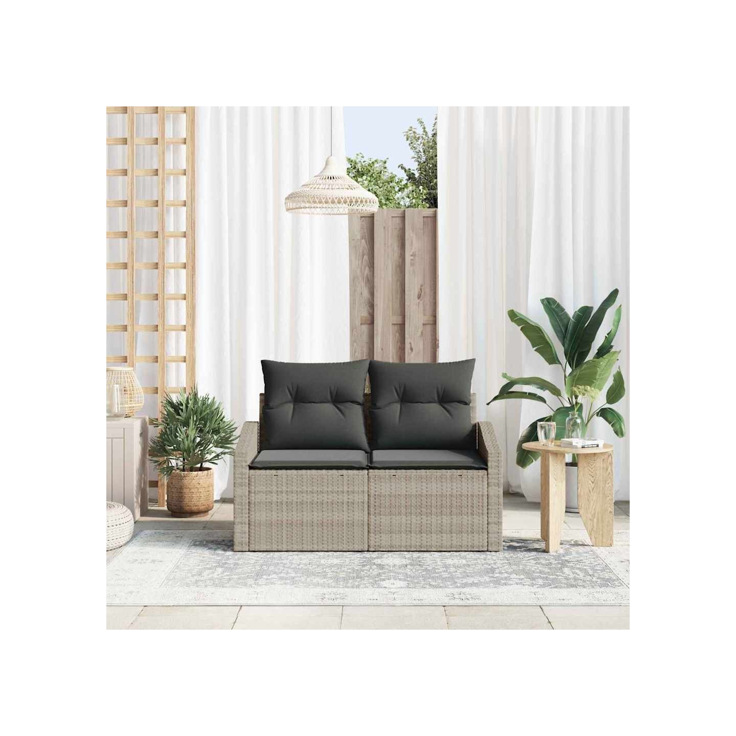 Canapé de jardin avec coussin 123 x 62 x 69 cm polyrotin