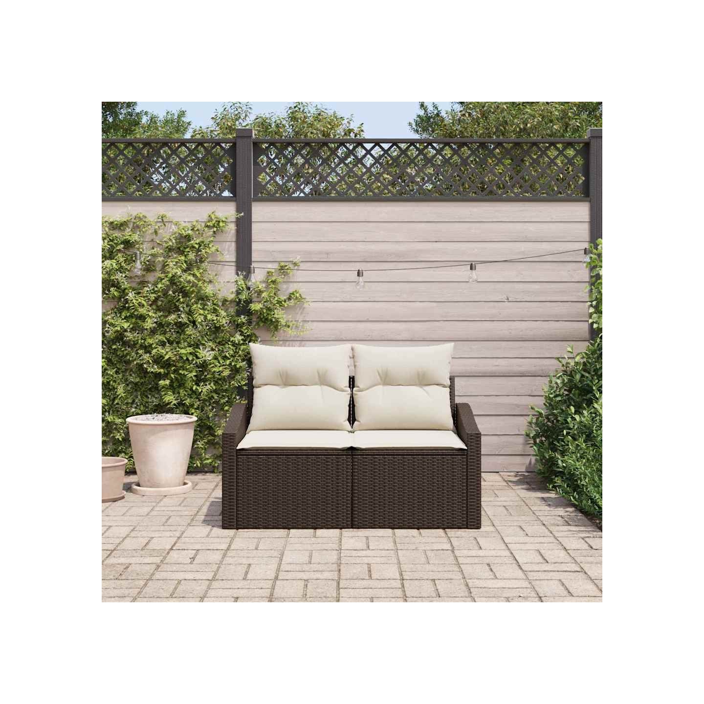 Canapé de jardin avec coussin 123 x 62 x 69 cm polyrotin