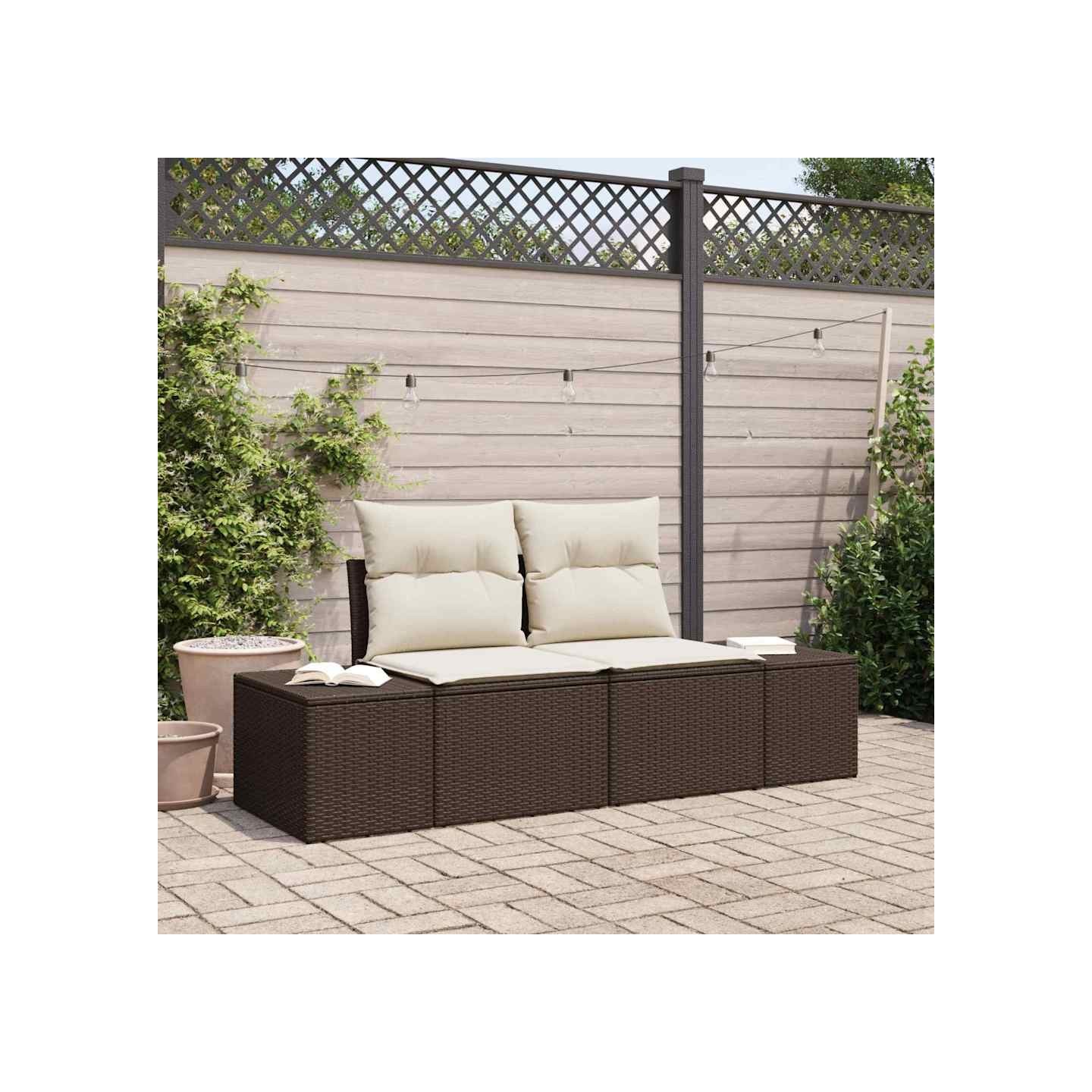 Canapé de jardin avec coussin Marron 184 x 62 x 69 cm polyrotin