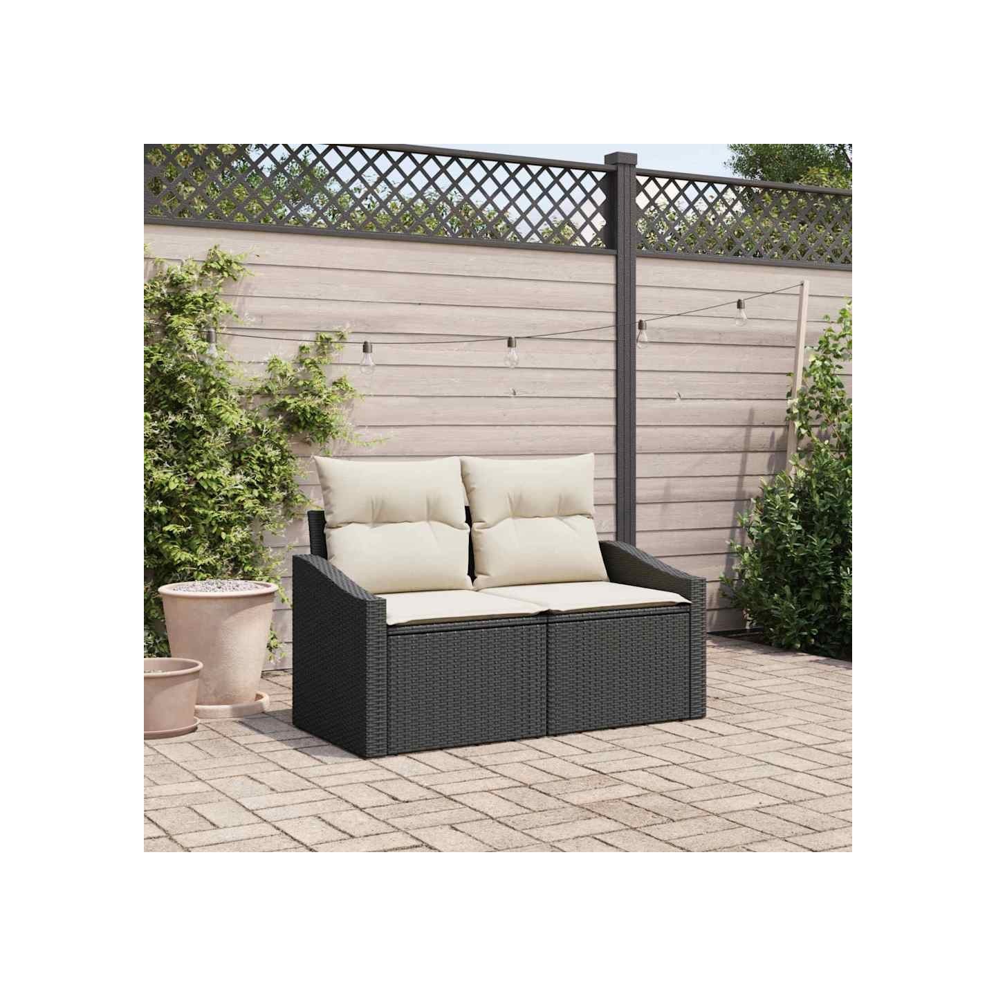 Canapé de jardin avec coussin 123 x 62 x 69 cm polyrotin