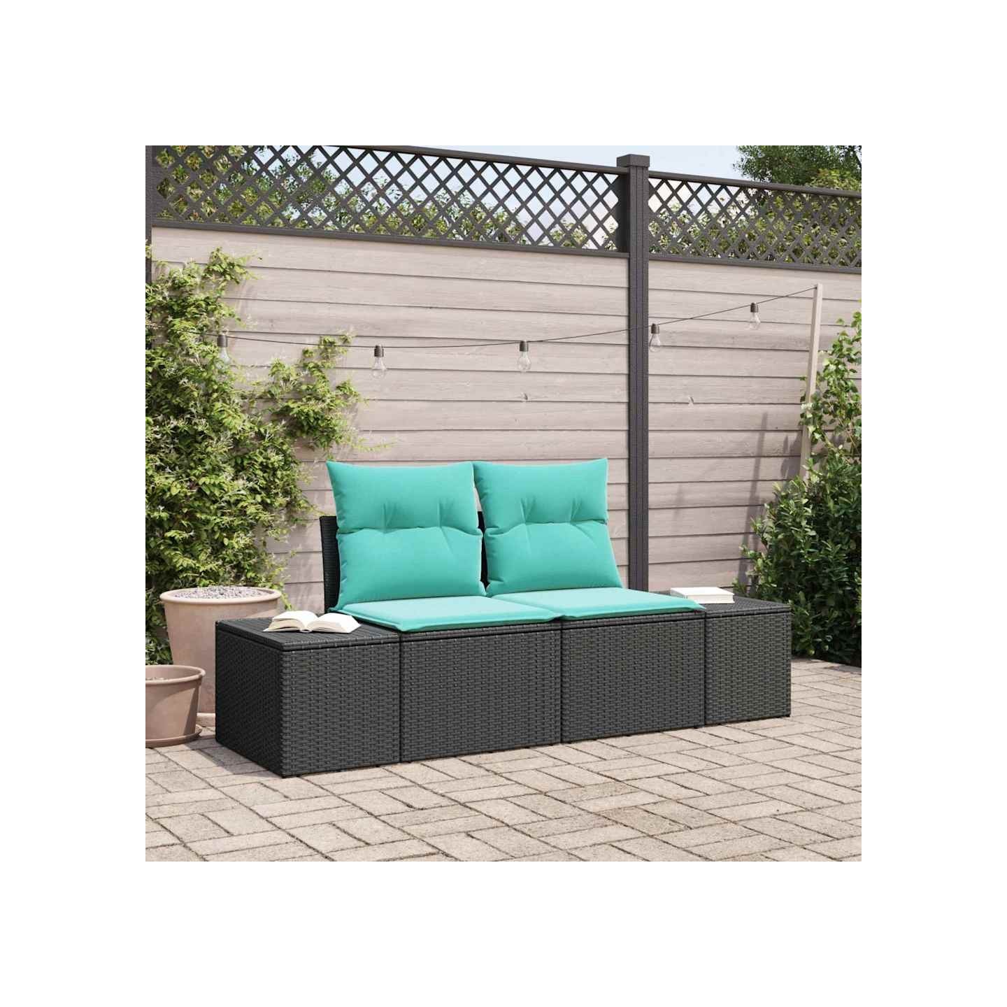 Canapé de jardin avec coussin 184 x 62 x 69 cm polyrotin