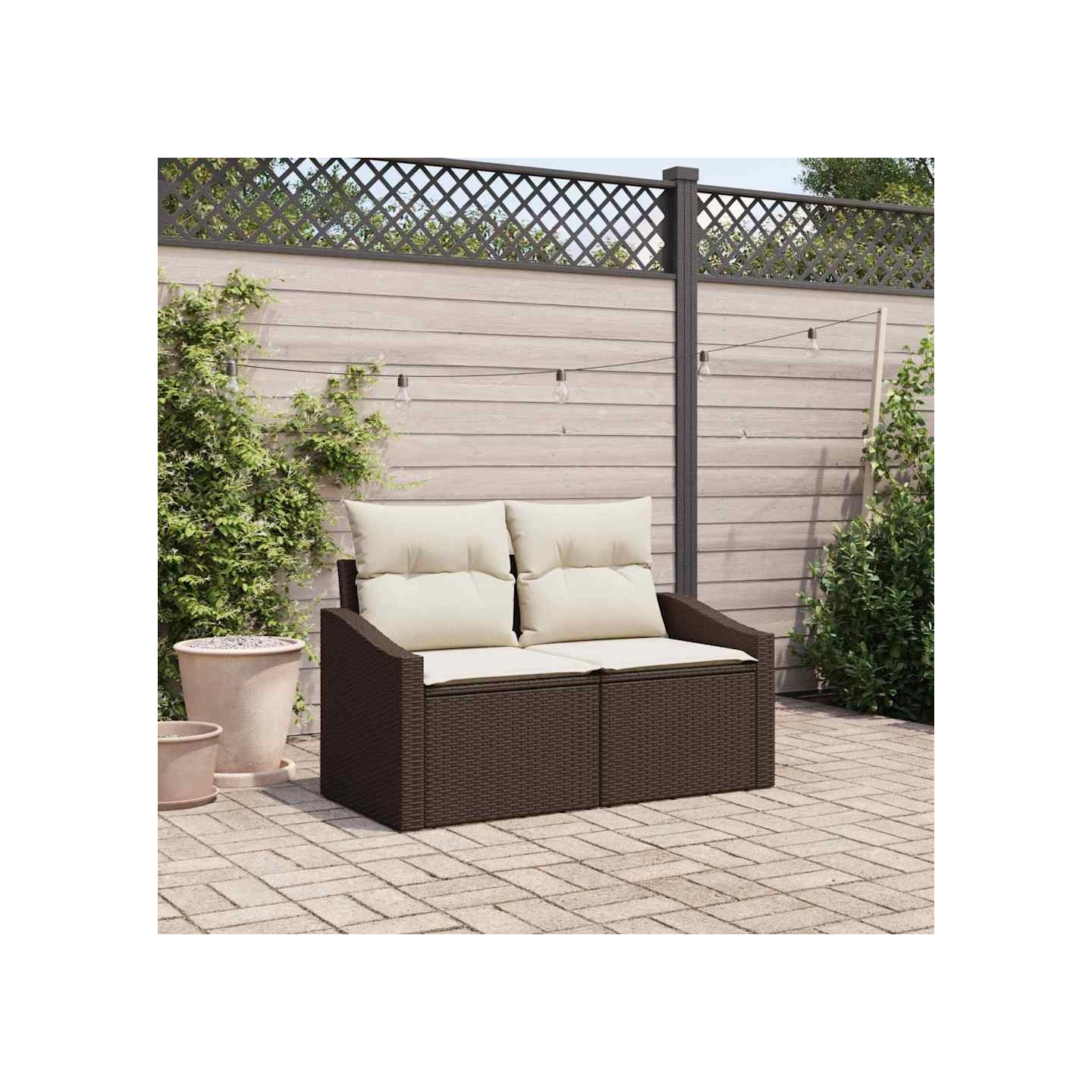 Canapé de jardin avec coussin 123 x 62 x 69 cm polyrotin
