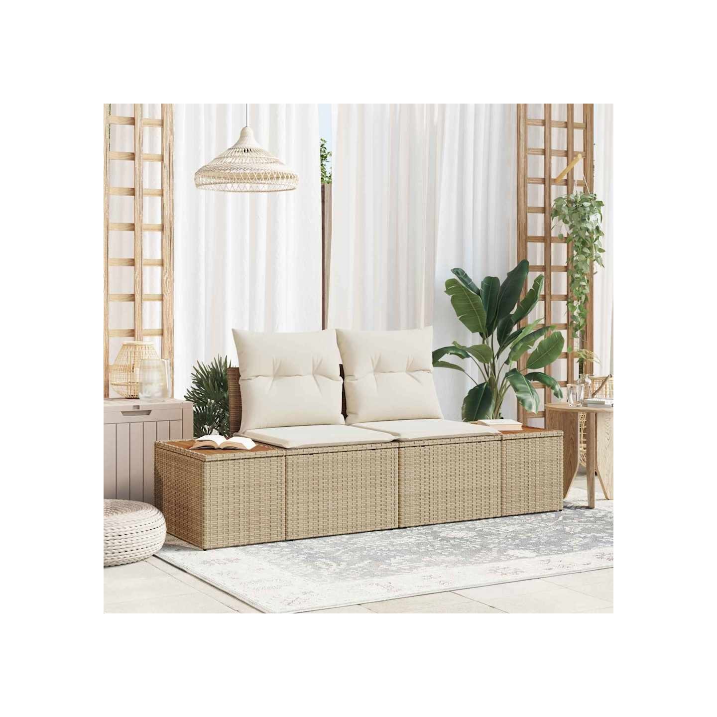 Canapé de jardin Beige 184 x 62 x 85cm polyrotin