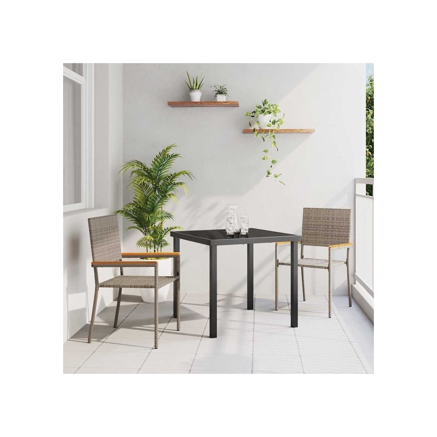 Chaises empilables de jardin 2 pc Gris et marron