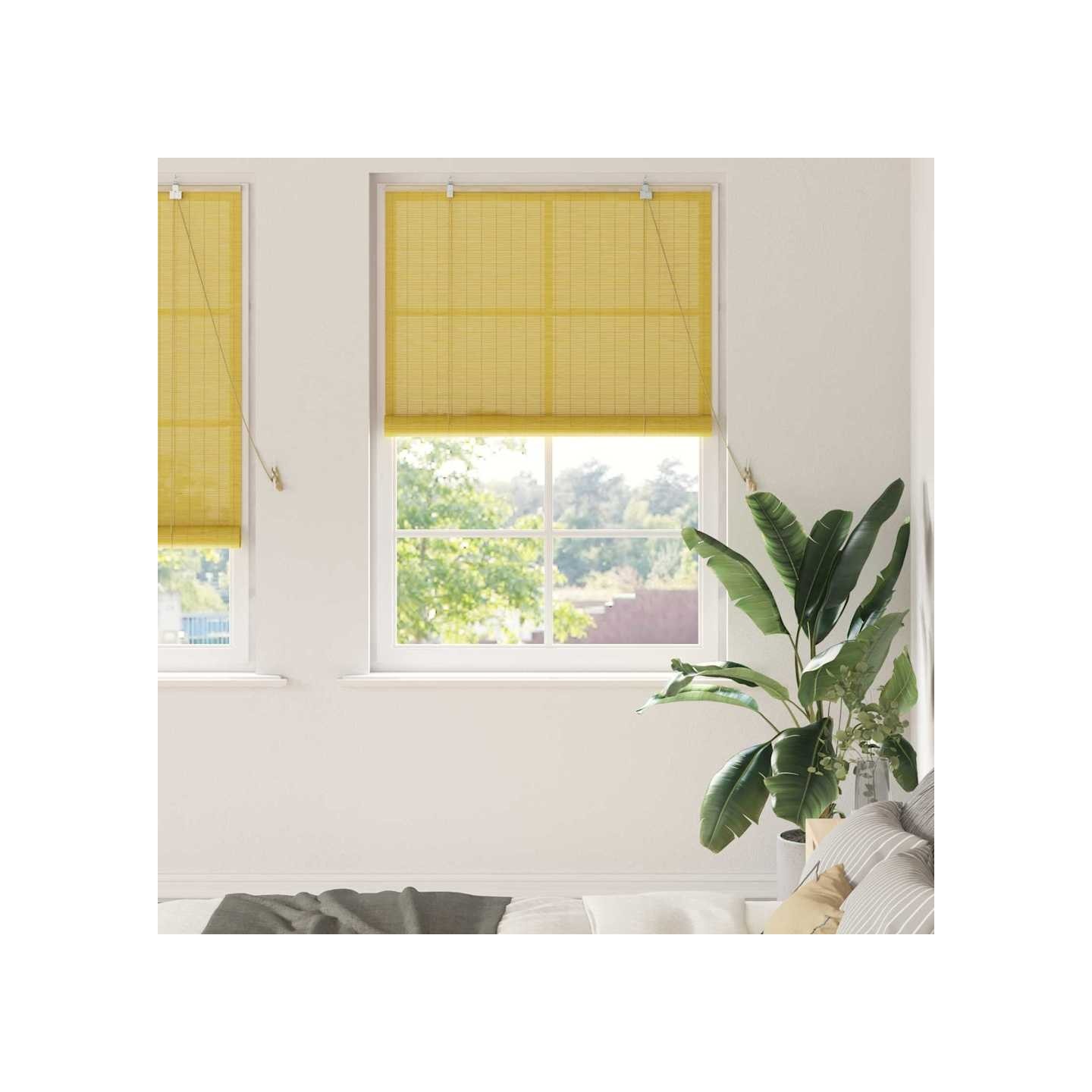 Store enrouleur Jaune 120 x 220 cm Bambou