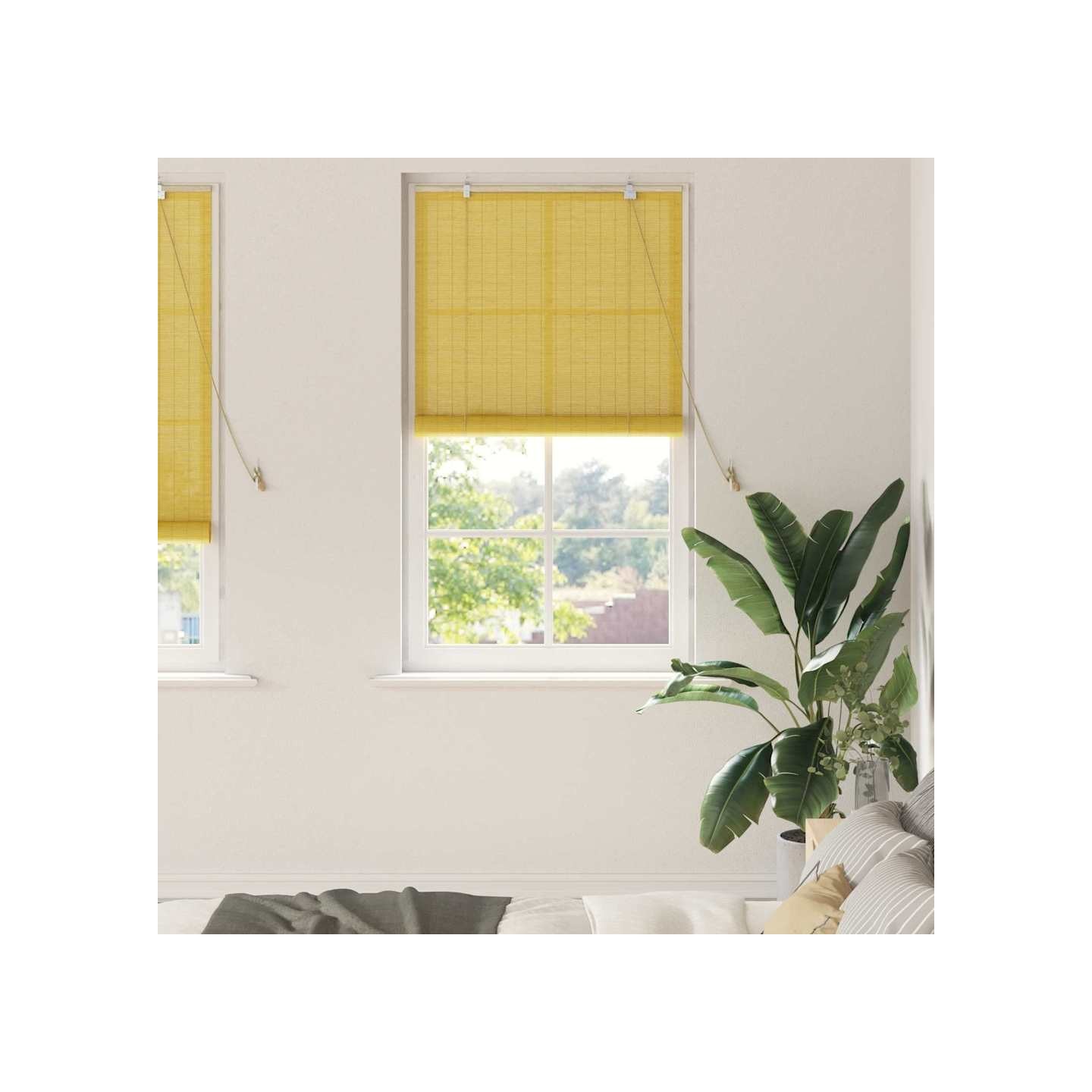 Store enrouleur Jaune 80 x 220 cm Bambou