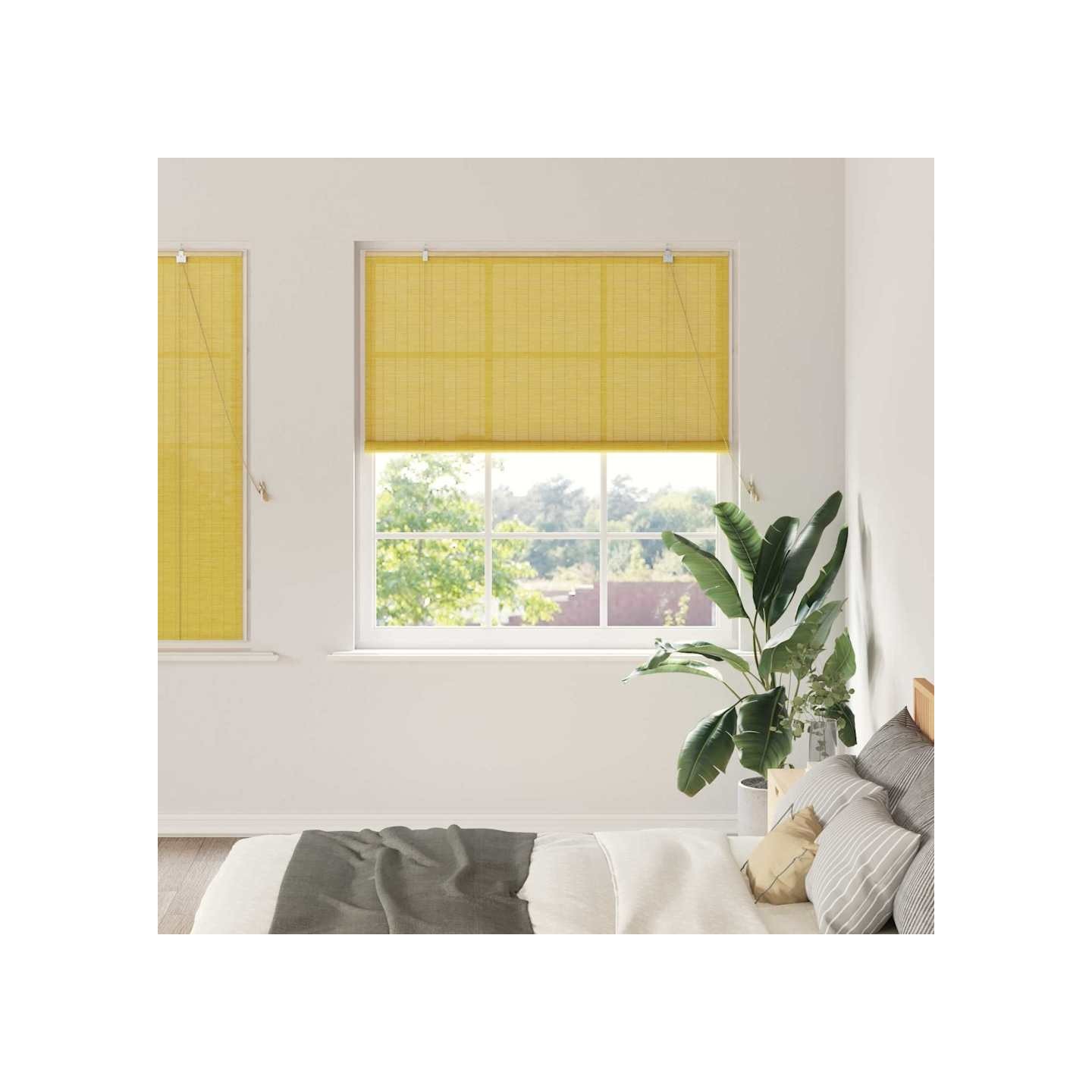 Store enrouleur Jaune 150 x 160 cm Bambou