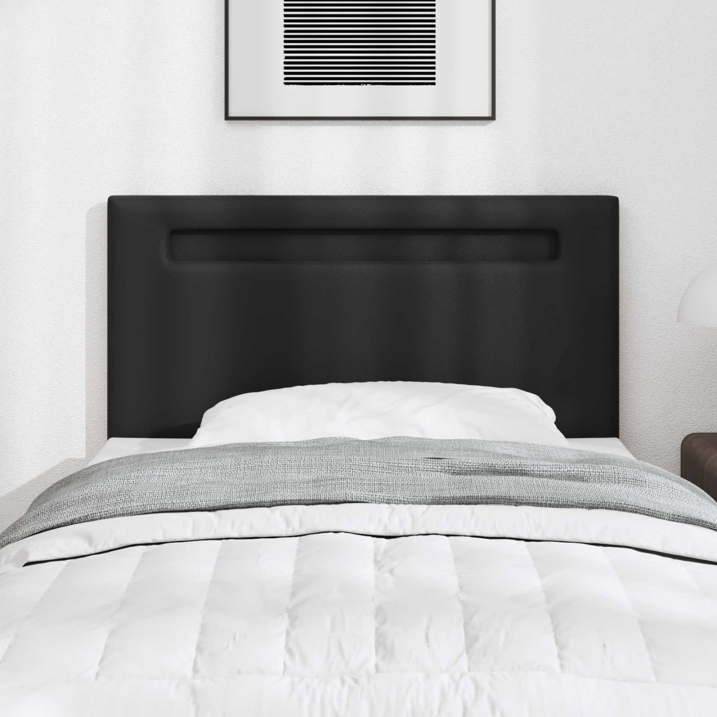 Tête de lit LED Noir Cuir synthétique