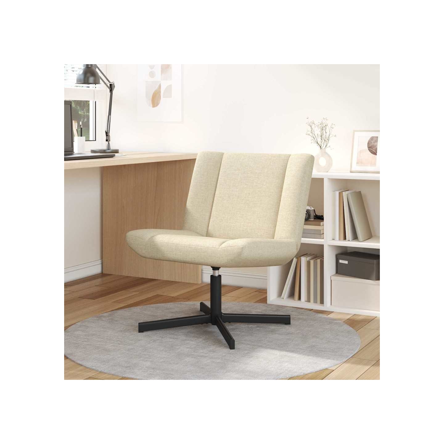 Chaise pivotante Crème 63 x 75 x 76 cm tissu