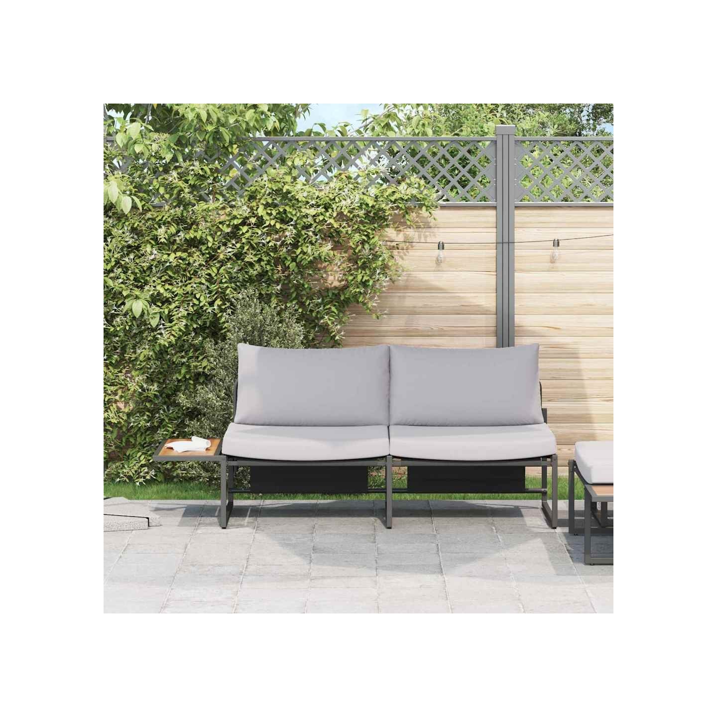 Canapé de jardin Gris clair 200,5 x 70 x 85,5 cm Acier