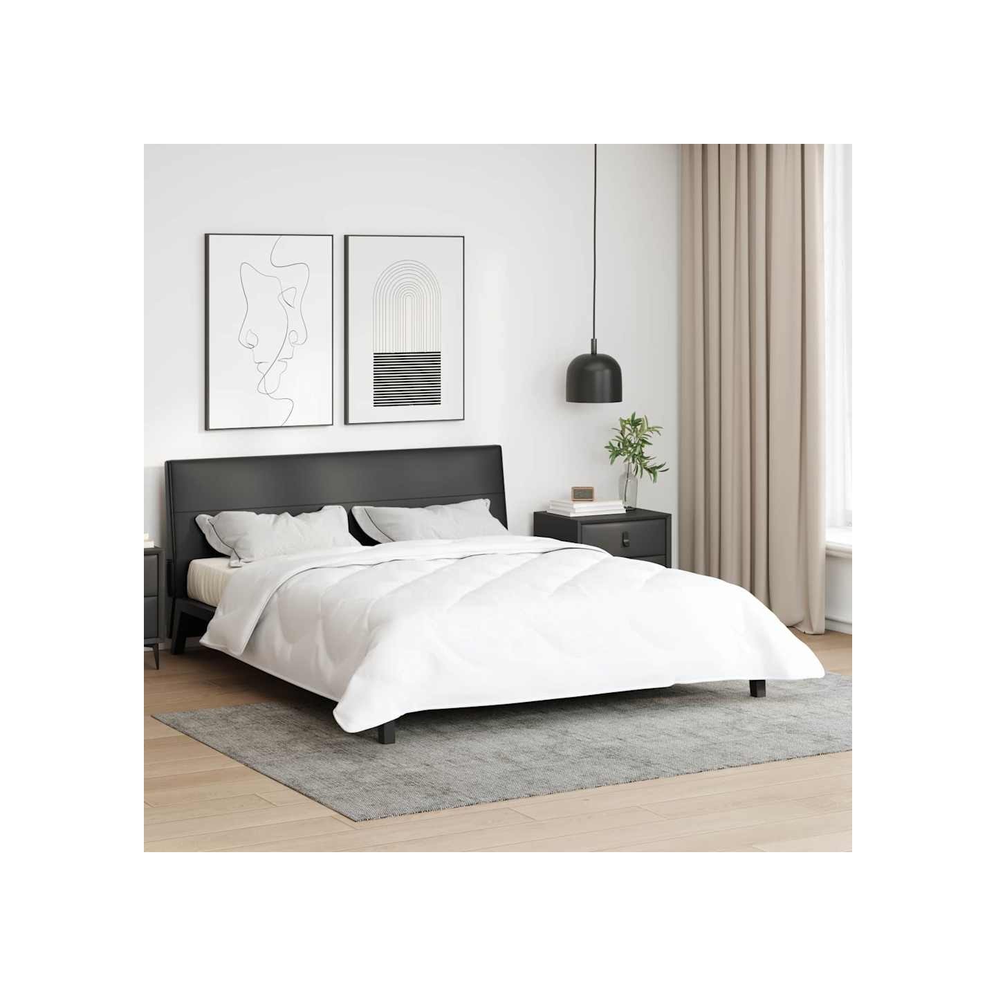 Couette 240 x 220 x 4 cm Non Polyester Blanc Respirant
