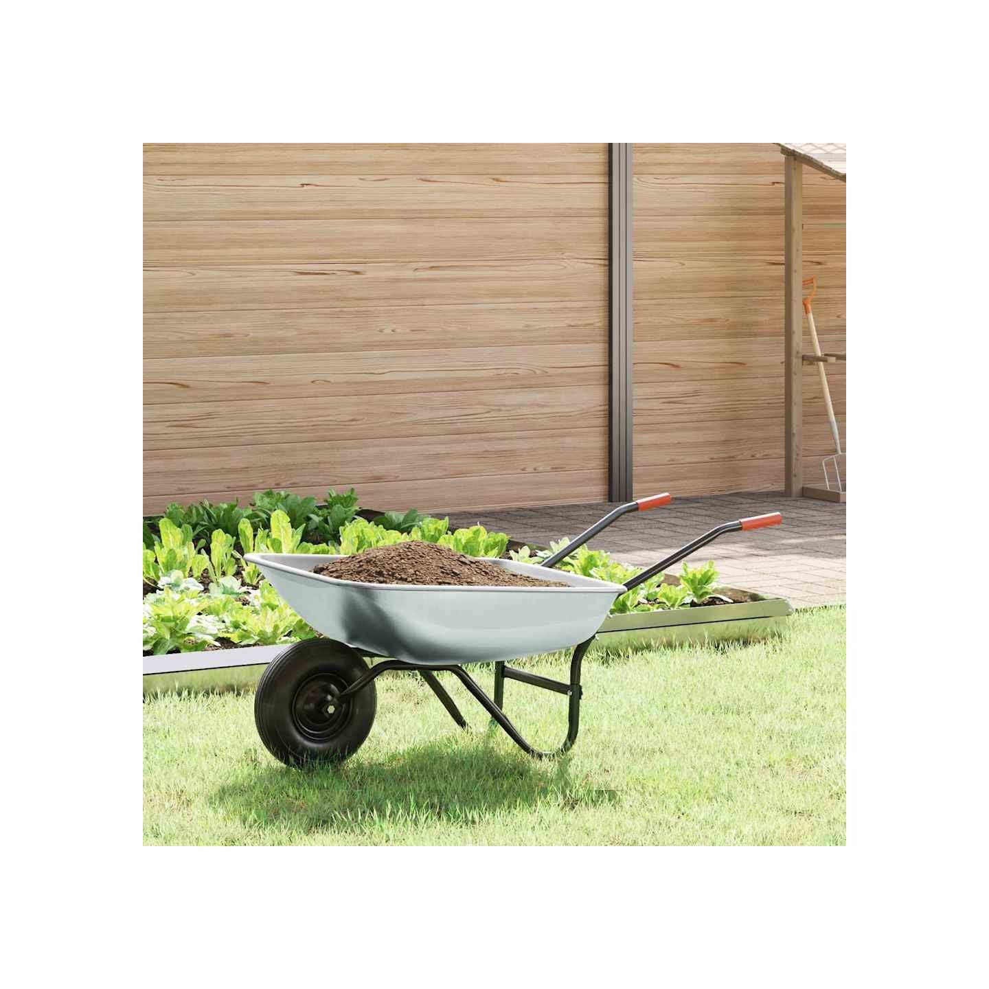 Brouette Argent et noir 80 L 120 kg Acier galvanisé