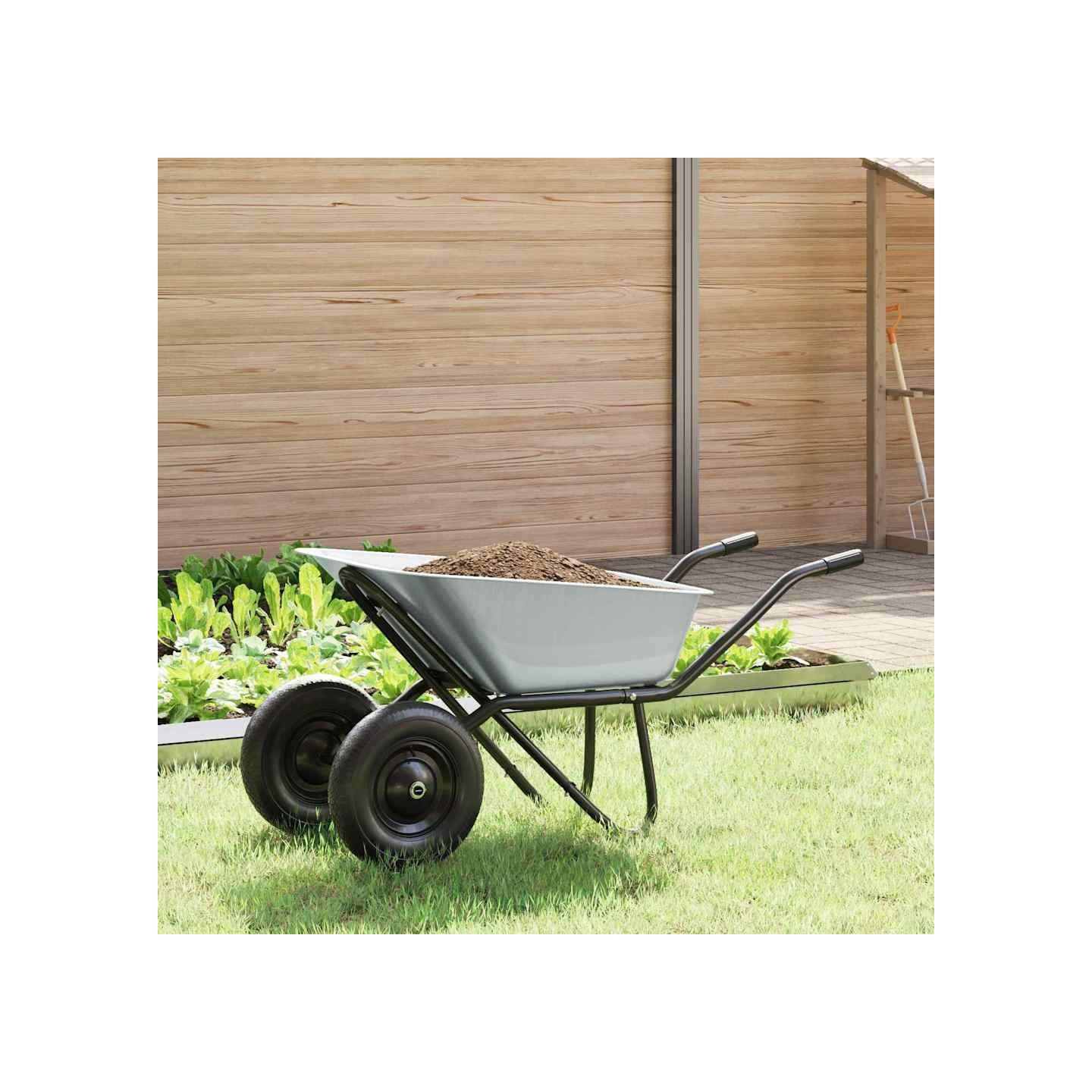 Brouette Argent et noir 100 L 180 kg Acier galvanisé