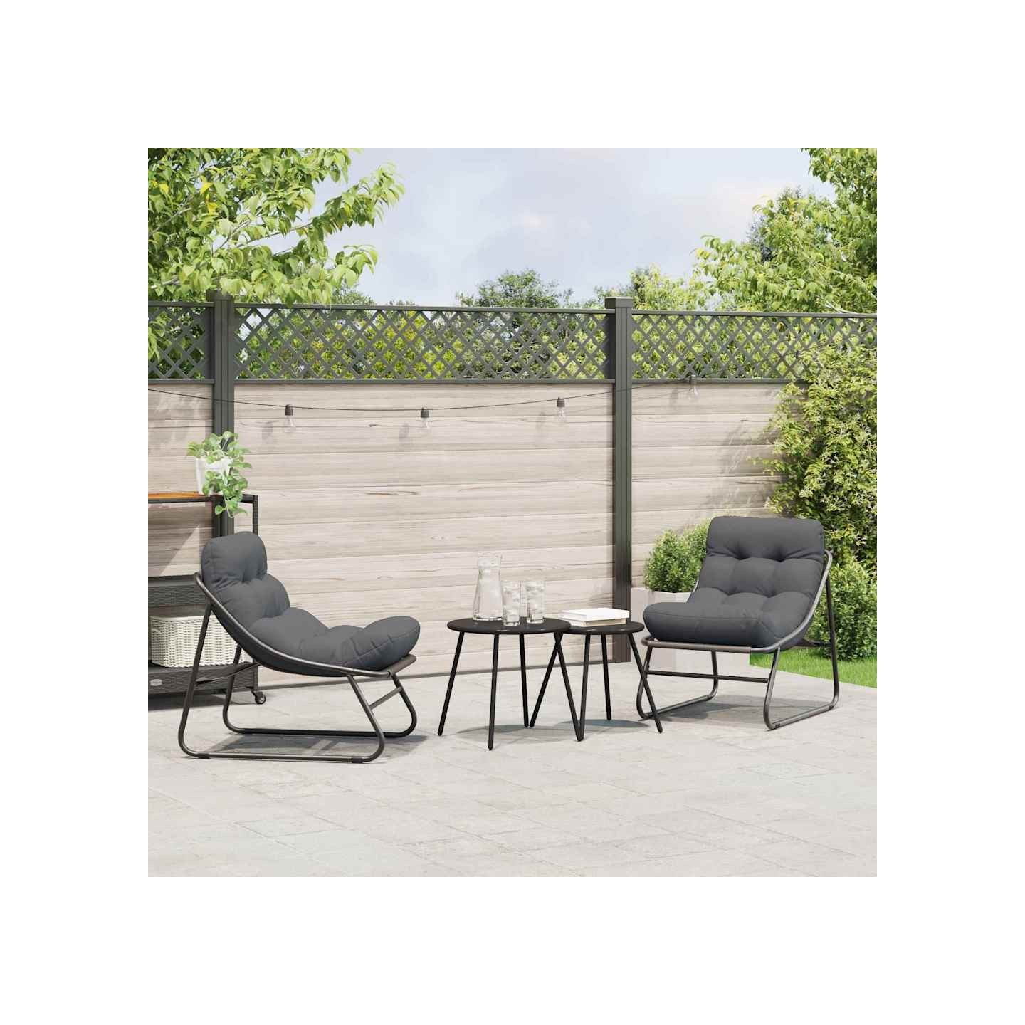 Mobilier de jardin 2 pc Noir Acier enduit de poudre