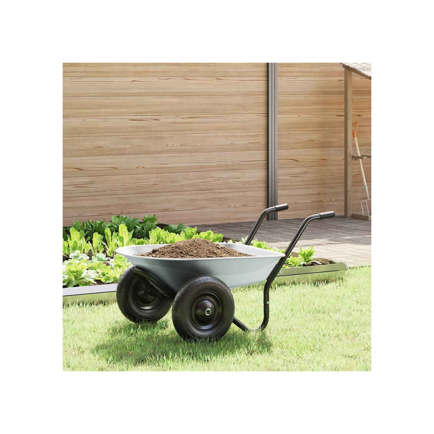 Brouette Argent et noir 100 L 150 kg Acier galvanisé
