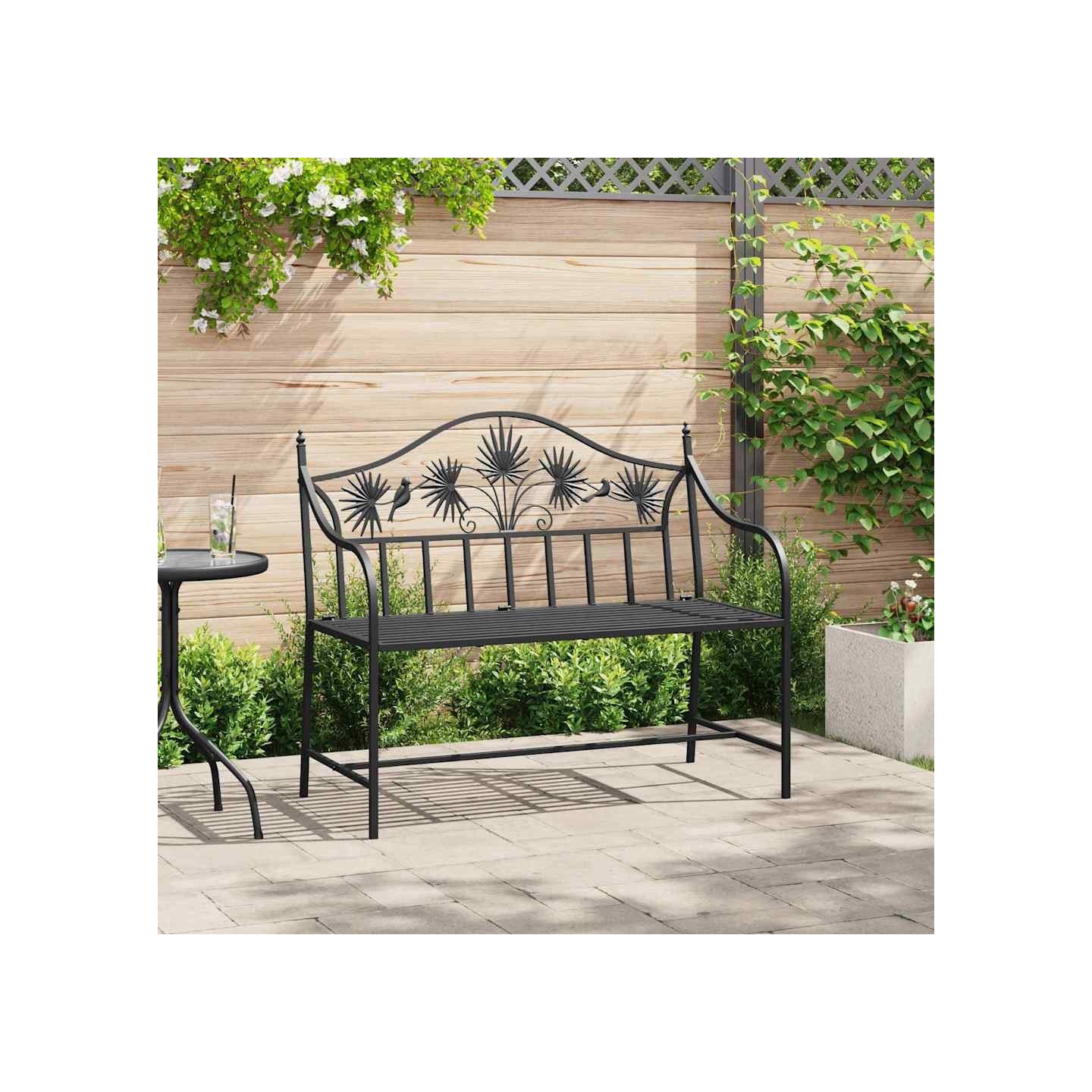 Banc de jardin Noir 104 x 52,5 x 89 cm Acier