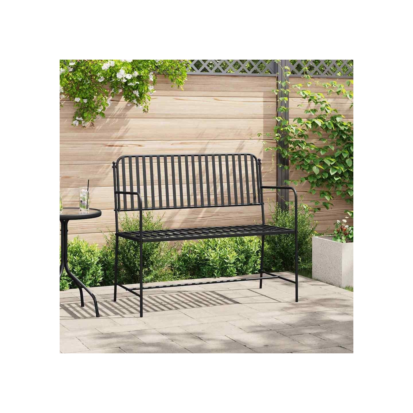 Banc de jardin 2 -Seater 103,5 x 51,5 x 90 cm Acier Noir